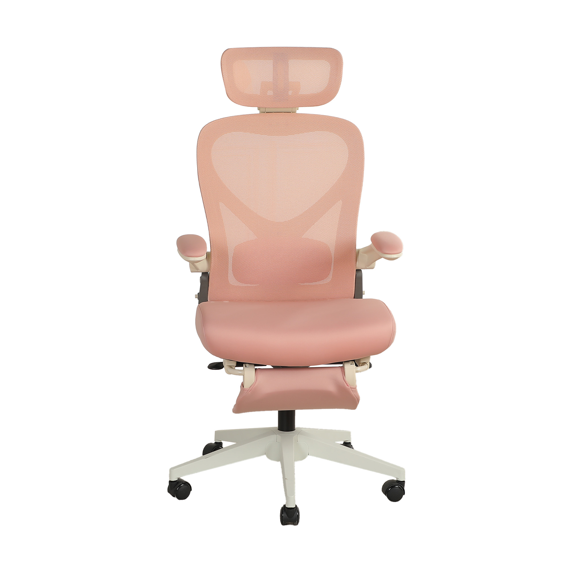 Chaise de bureau, 1 pièce, pliable, appui-tête réglable, 62 x 48,5 x 129 cm, mousse, rose - vue 1