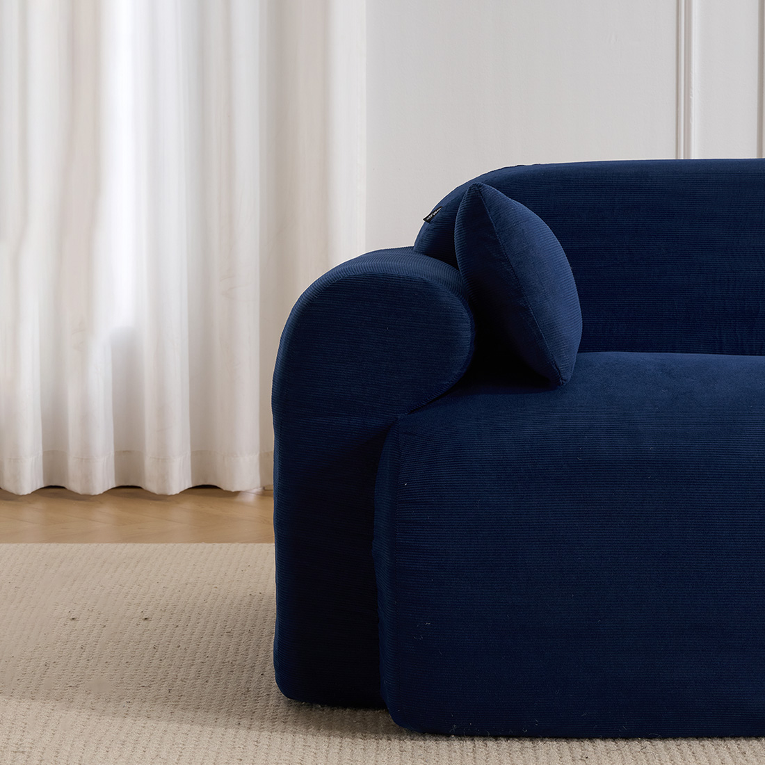 Canapé, 186 x 95 x 76 cm, velours côtelé, bleu - vue 4