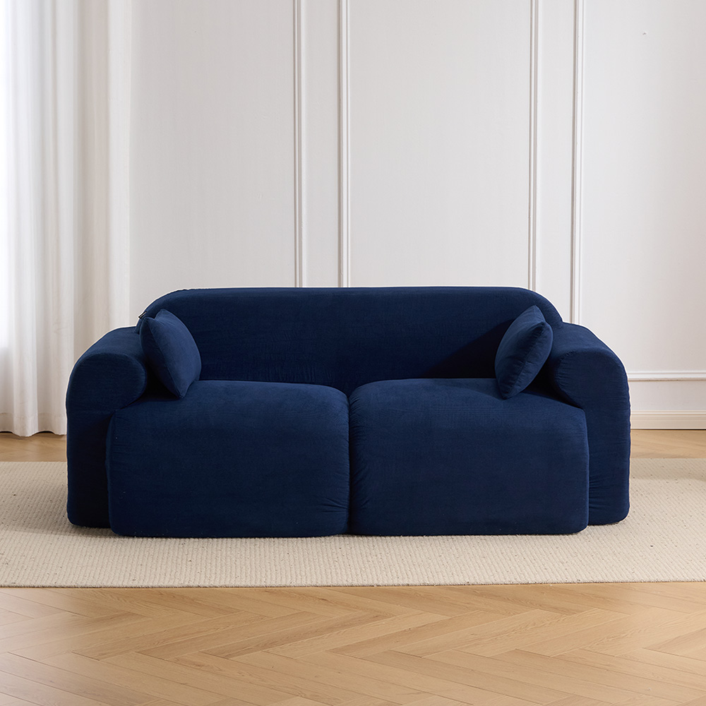 Canapé, 186 x 95 x 76 cm, velours côtelé, bleu - vue 3