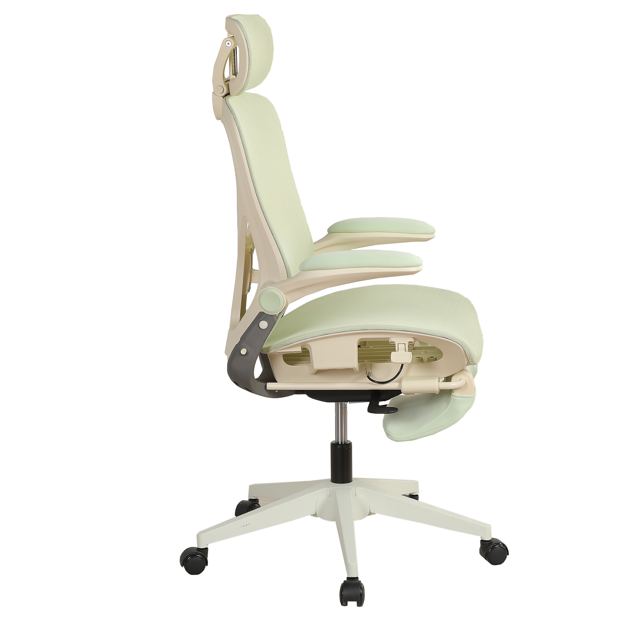 Chaise de bureau, 1 pièce, pliable, appui-tête réglable, 62 x 48,5 x 129 cm, Mesh, vert - vue 4