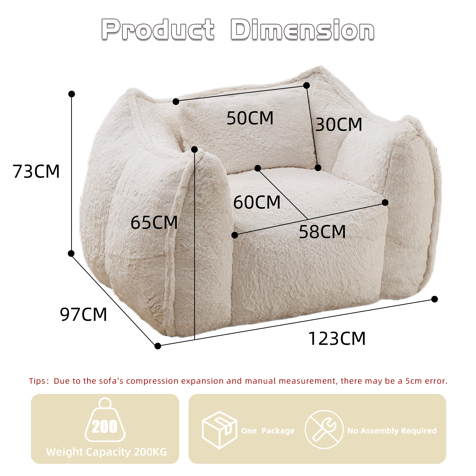 Giant Bean Bag Chair with pillow, Comfy Large Bean