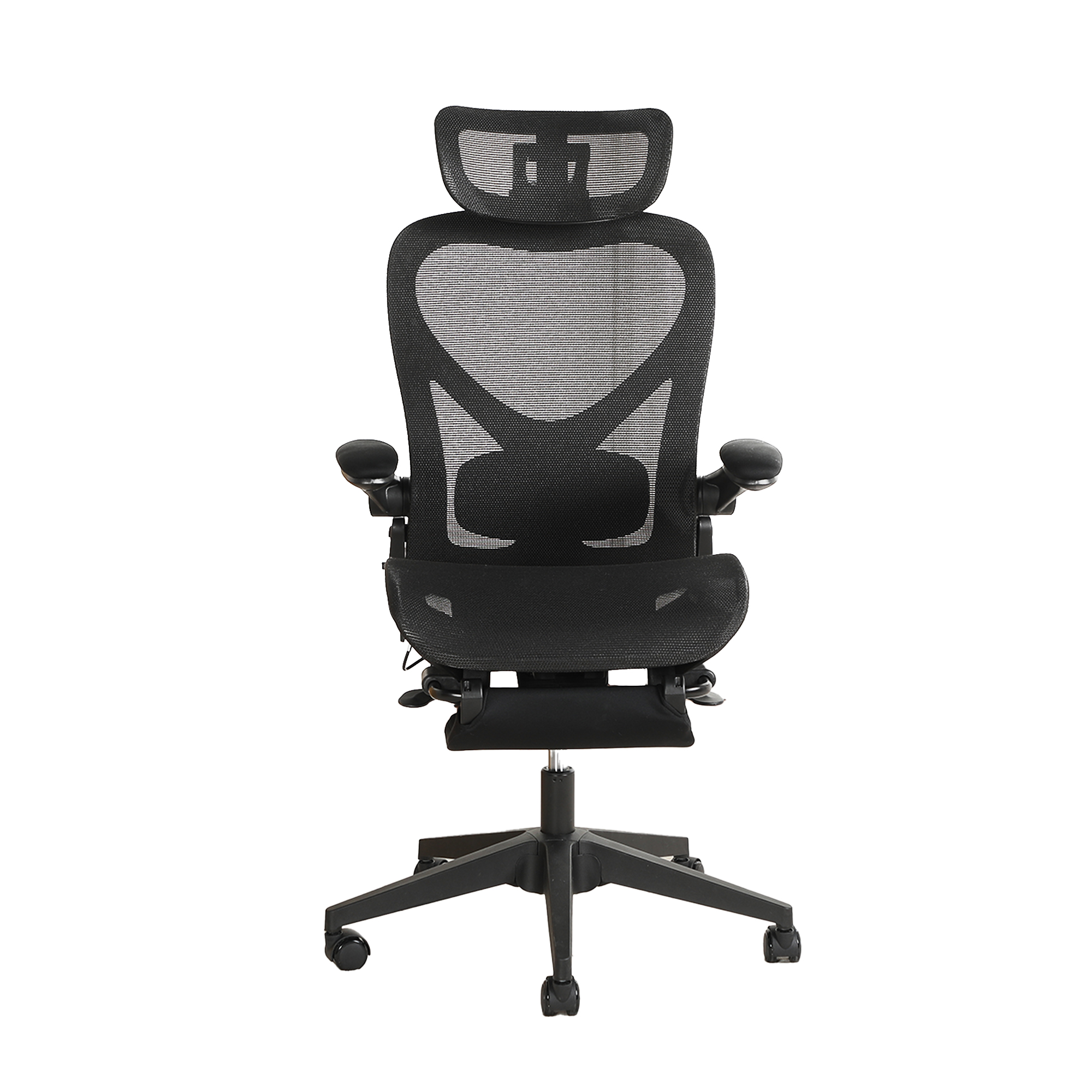 Chaise de bureau, 1 pièce, pliable, appui-tête réglable, 62 x 48,5 x 129 cm, Mesh, noir - vue 1