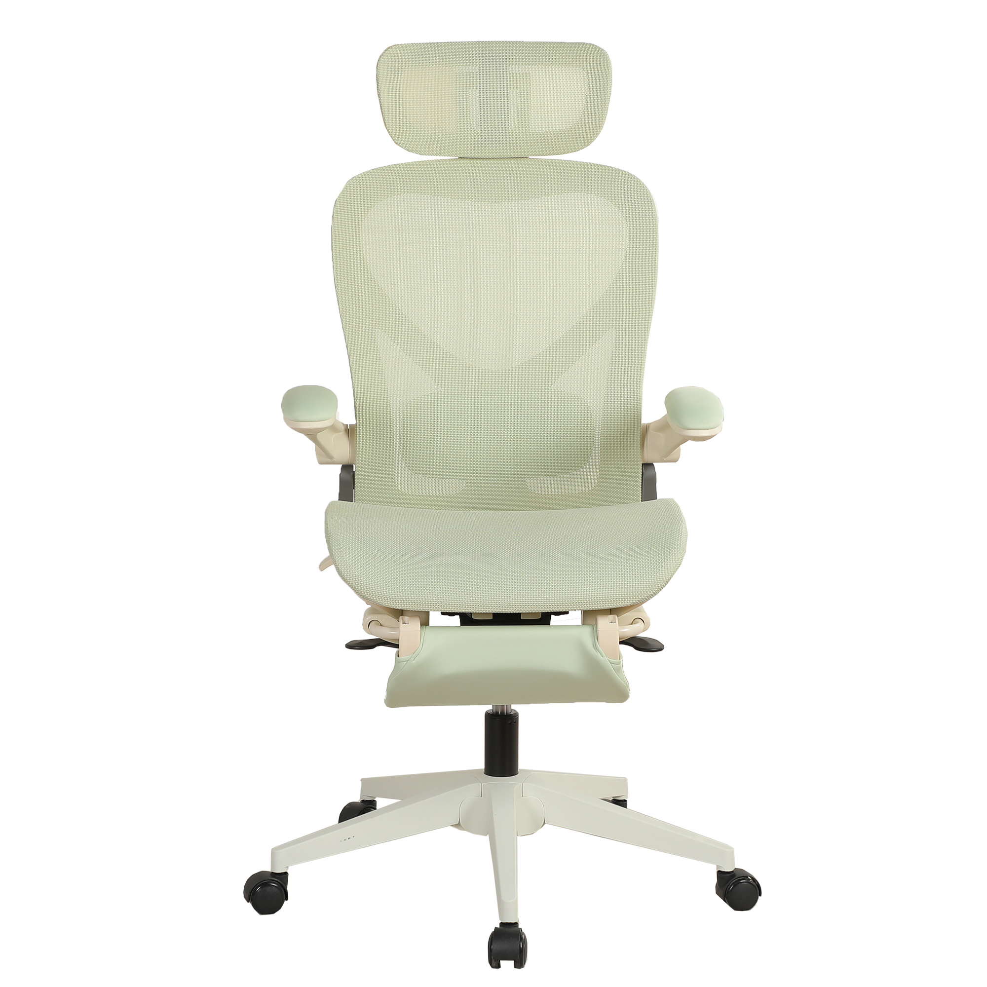 Chaise de bureau, 1 pièce, pliable, appui-tête réglable, 62 x 48,5 x 129 cm, Mesh, vert - vue 1