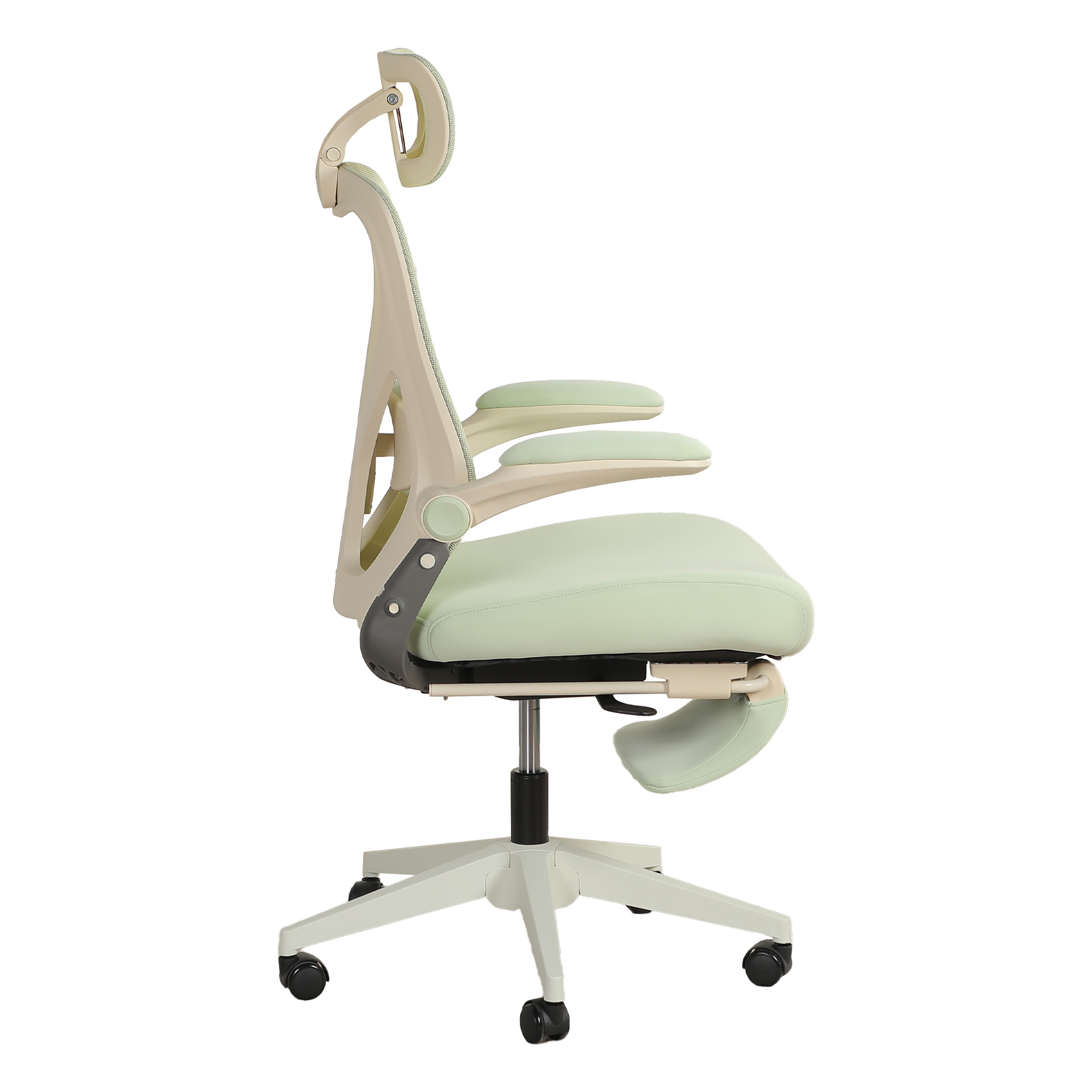 Chaise de bureau, 1 pièce, pliable, appui-tête réglable, 62 x 48,5 x 129 cm, mousse, vert - vue 3