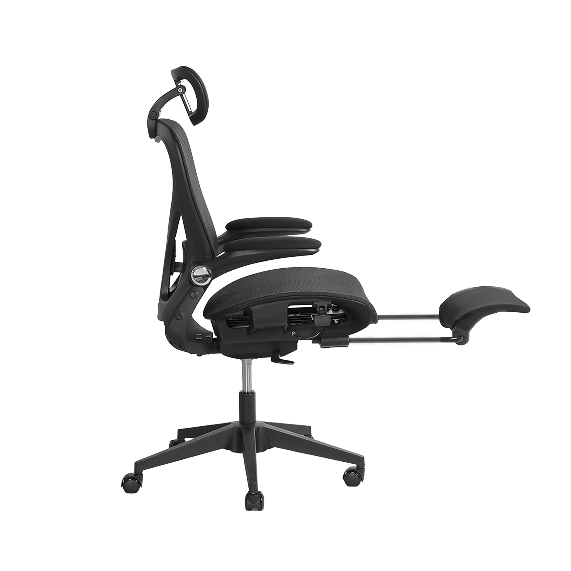 Chaise de bureau, 1 pièce, pliable, appui-tête réglable, 62 x 48,5 x 129 cm, Mesh, noir - vue 5