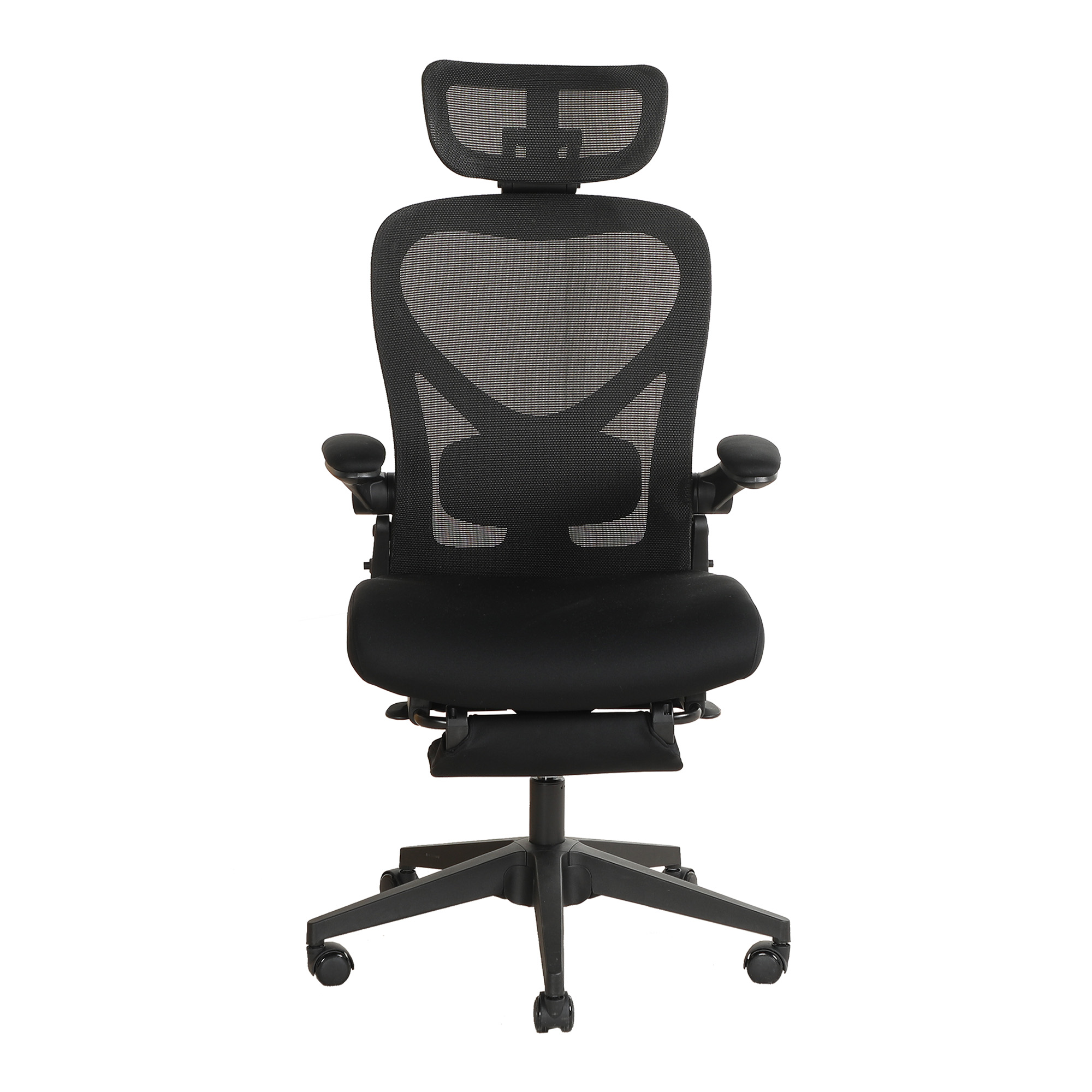 Chaise de bureau, 1 pièce, pliable, appui-tête réglable, 62 x 48,5 x 129 cm, mousse, noir - vue 1