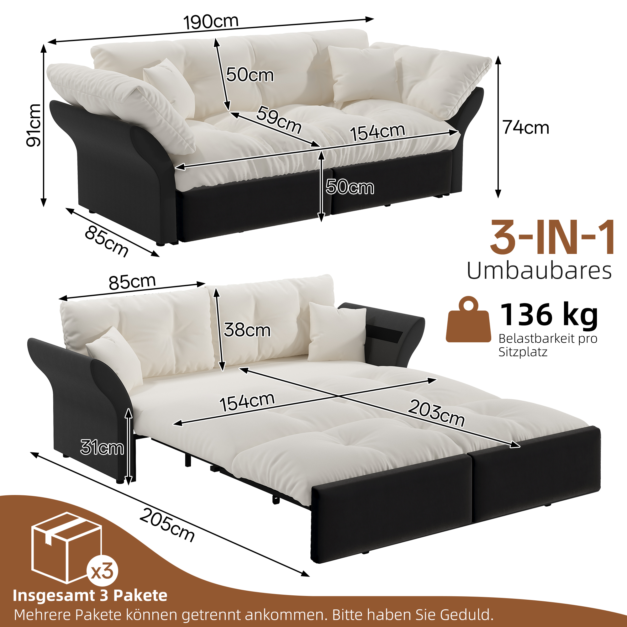 Dimensions du canapé convertible