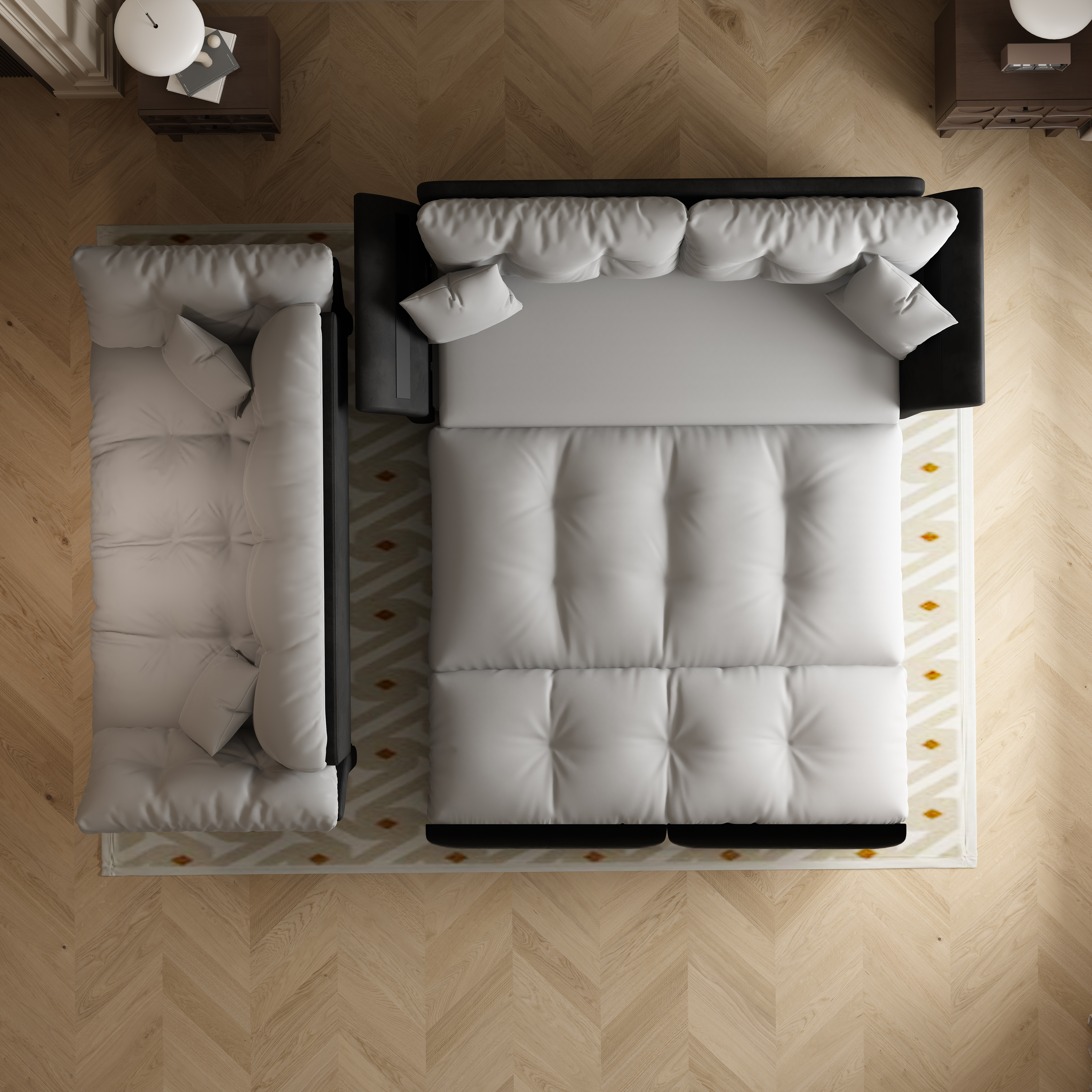 Canapé-lit convertible 3-en-1, velours, mousse haute qualité, structure acier premium, se transforme en chaise longue ou lit Queen, pour salon et chambre, confort assise et couchage, design haut de gamme - image 3