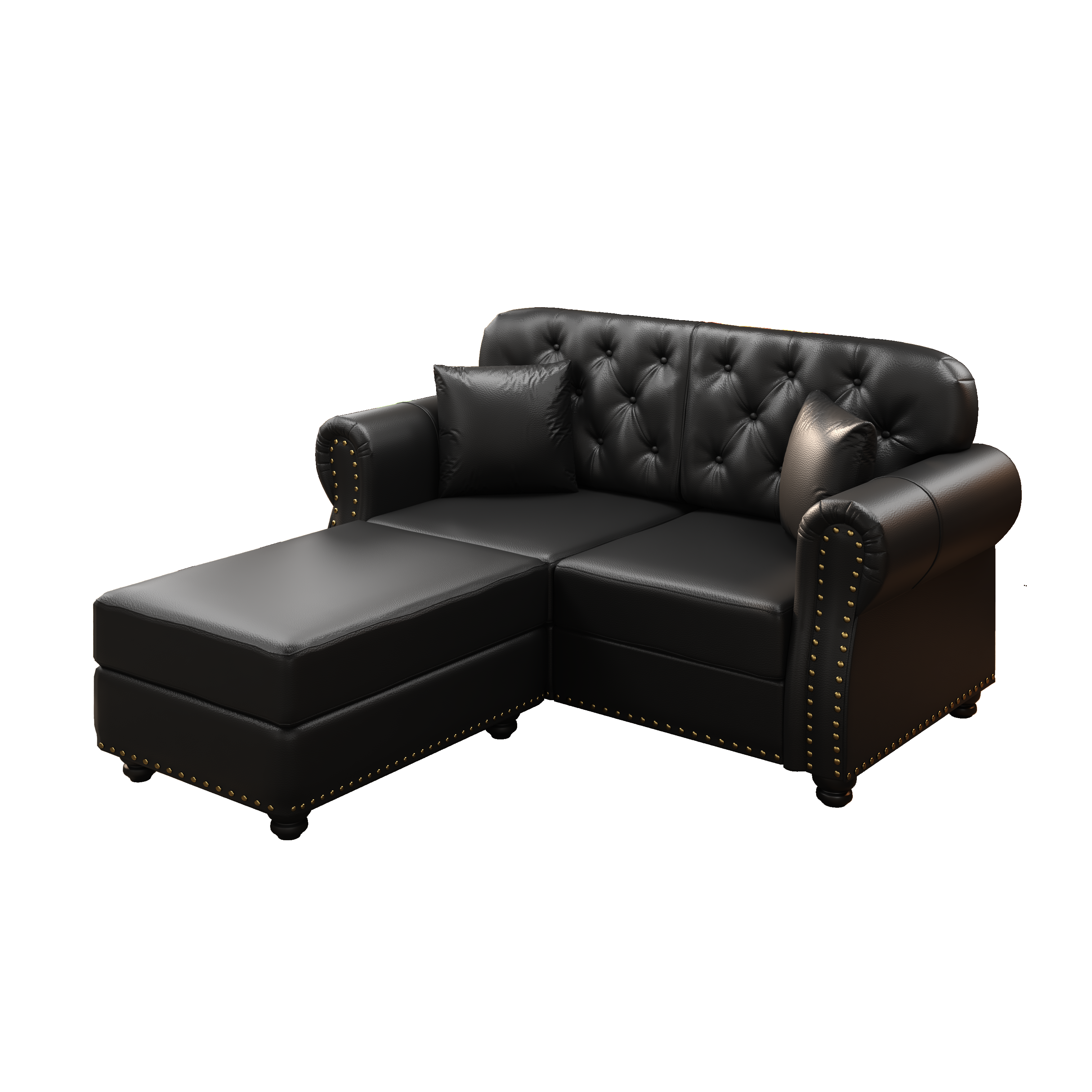 Image 10 – Canapé Chesterfield noir – 160 x 76 x 86 cm