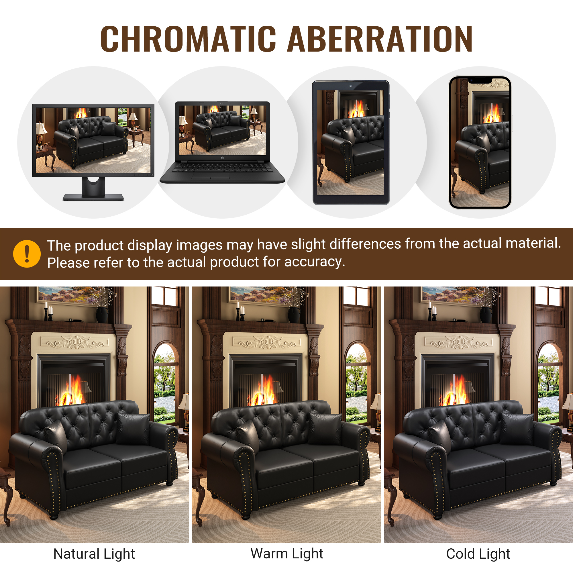 Image 10 – Canapé Chesterfield noir – 105 x 76 x 86 cm