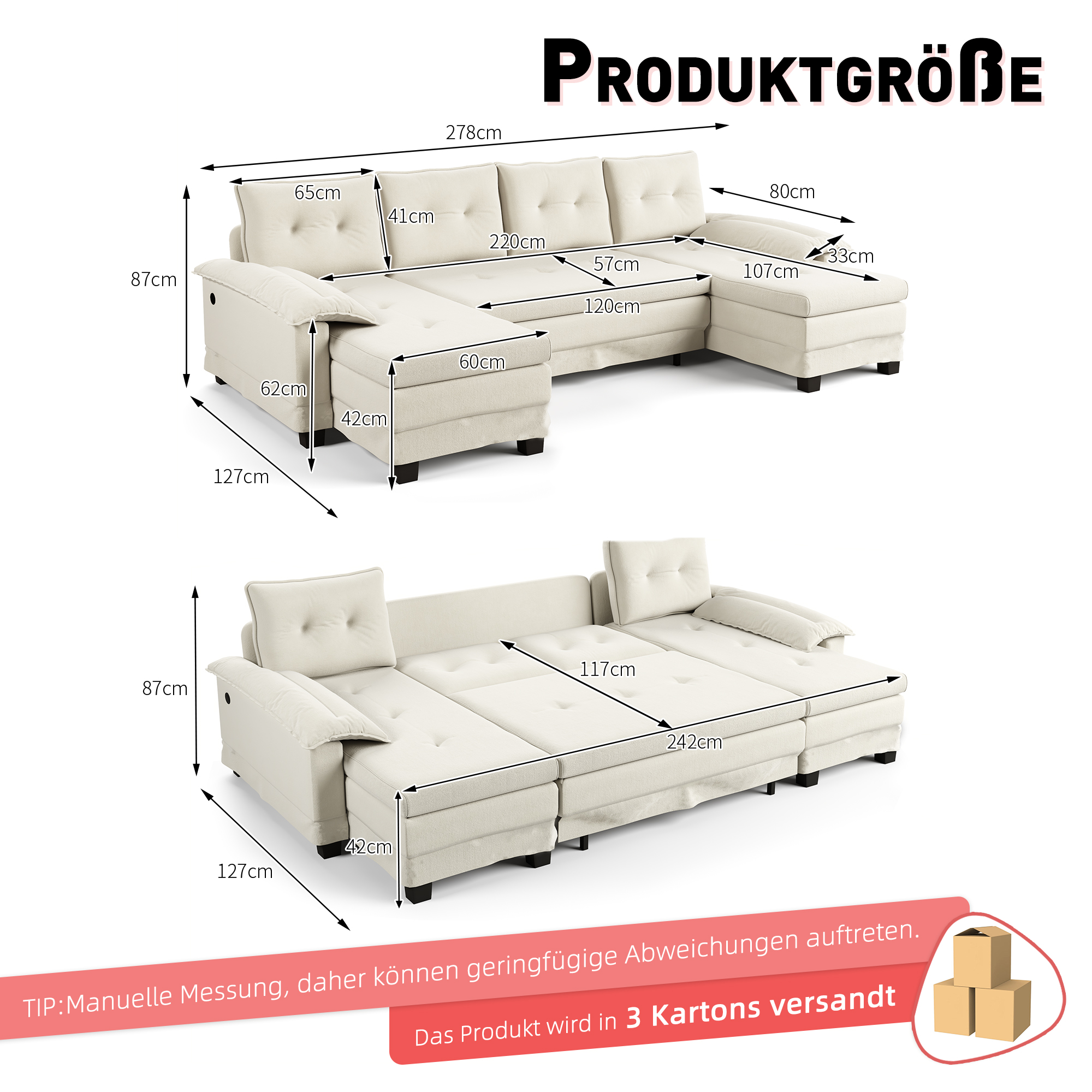 Dimensions du canapé convertible