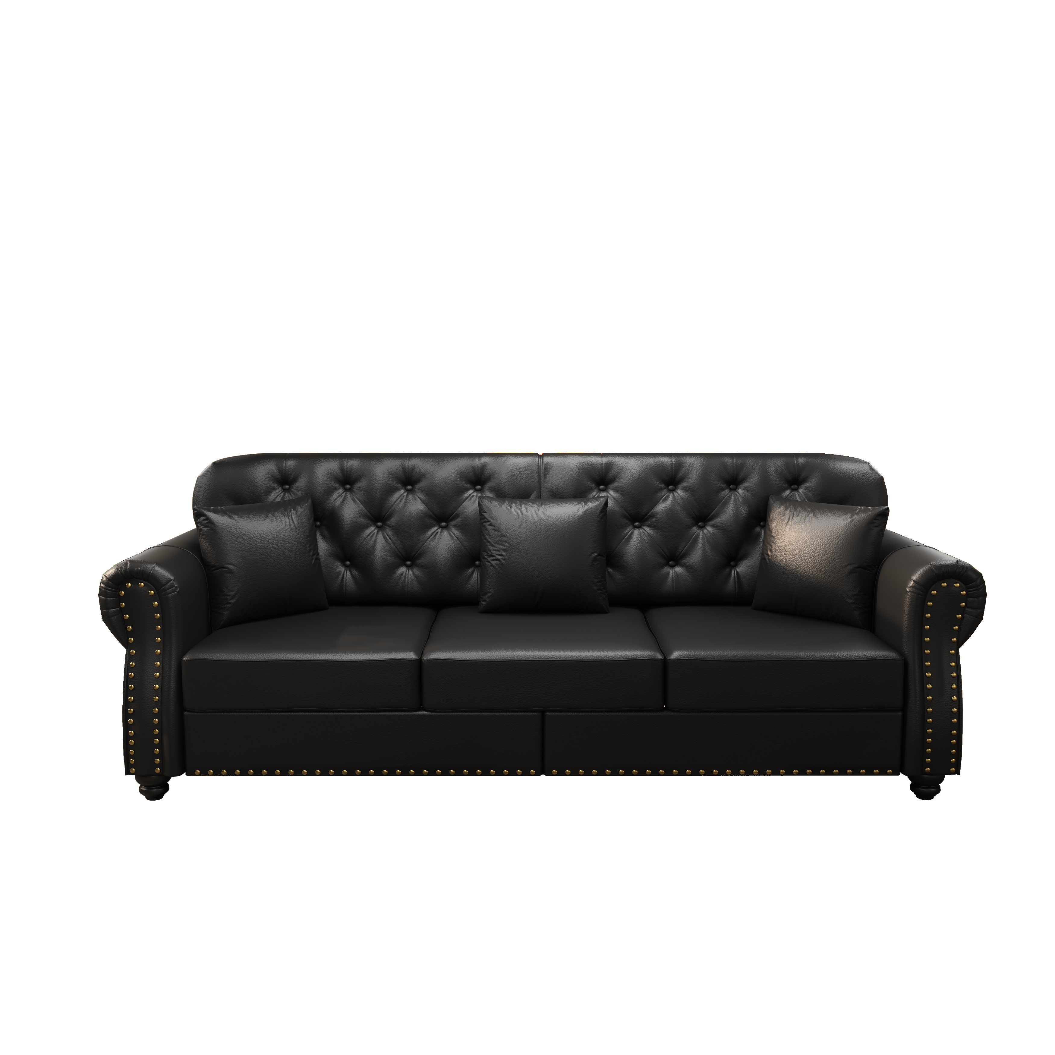 Image 13 – Canapé Chesterfield noir – 210 x 76 x 86 cm