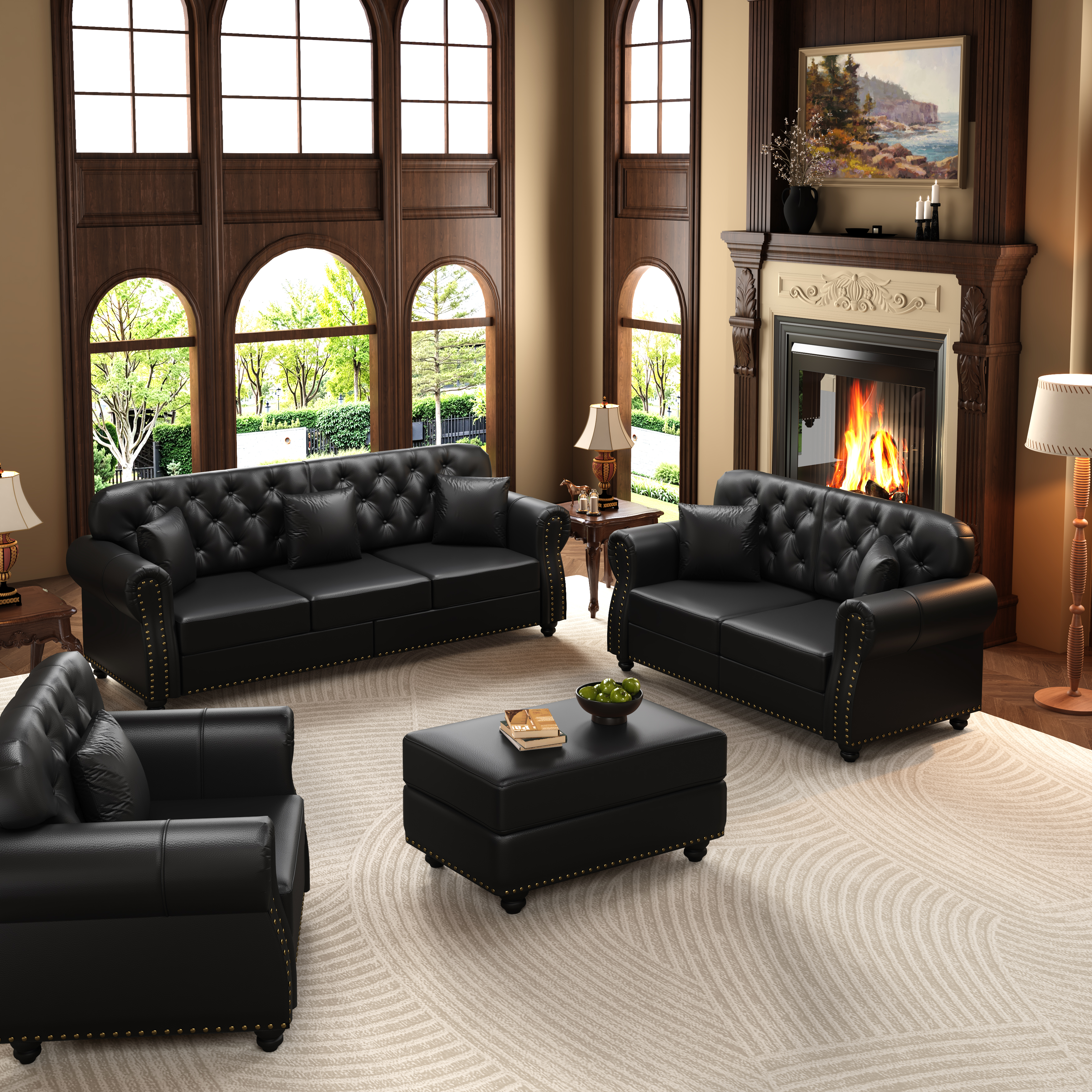 Image 4 – Canapé Chesterfield noir – 105 x 76 x 86 cm