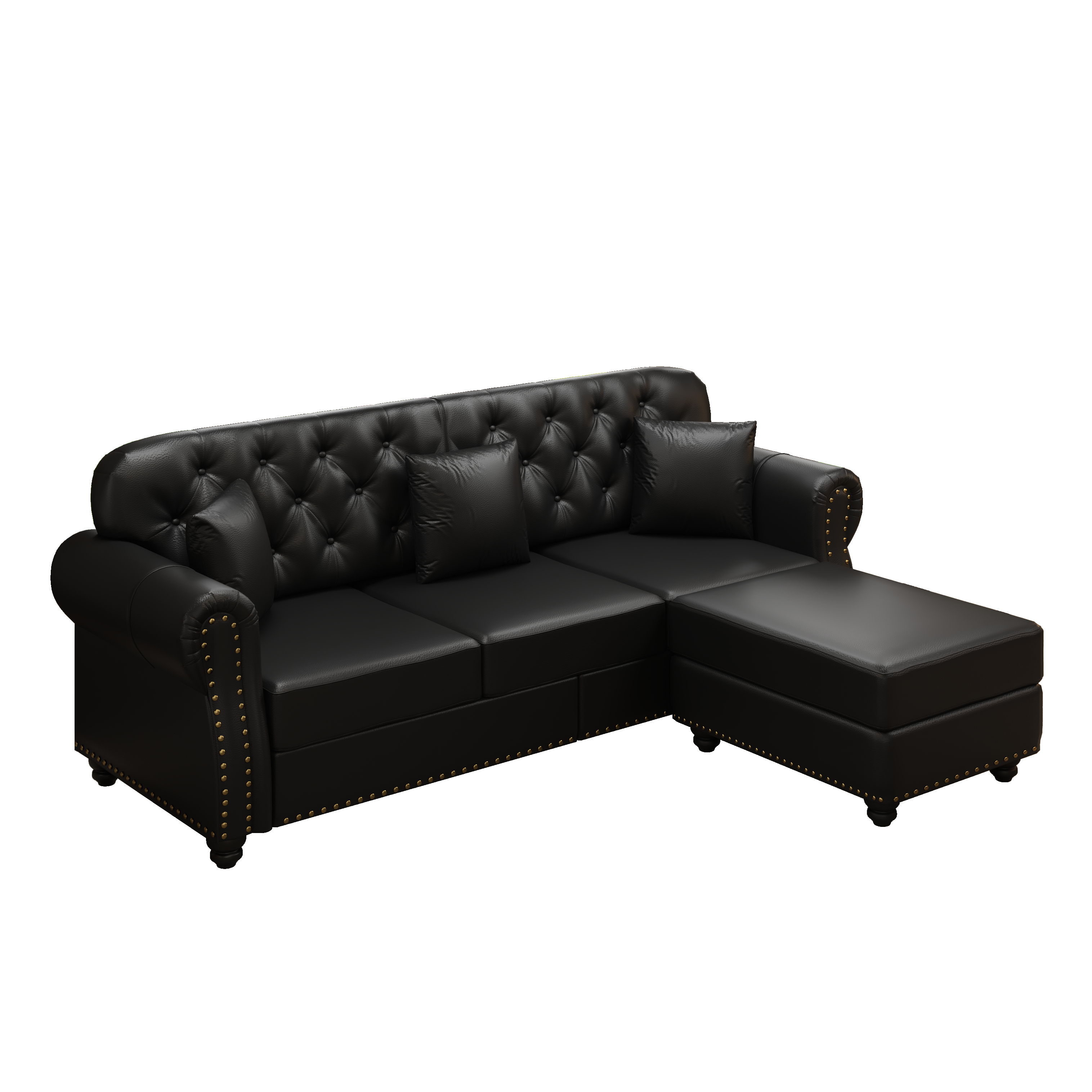 Image 15 – Canapé Chesterfield noir – 210 x 76 x 86 cm