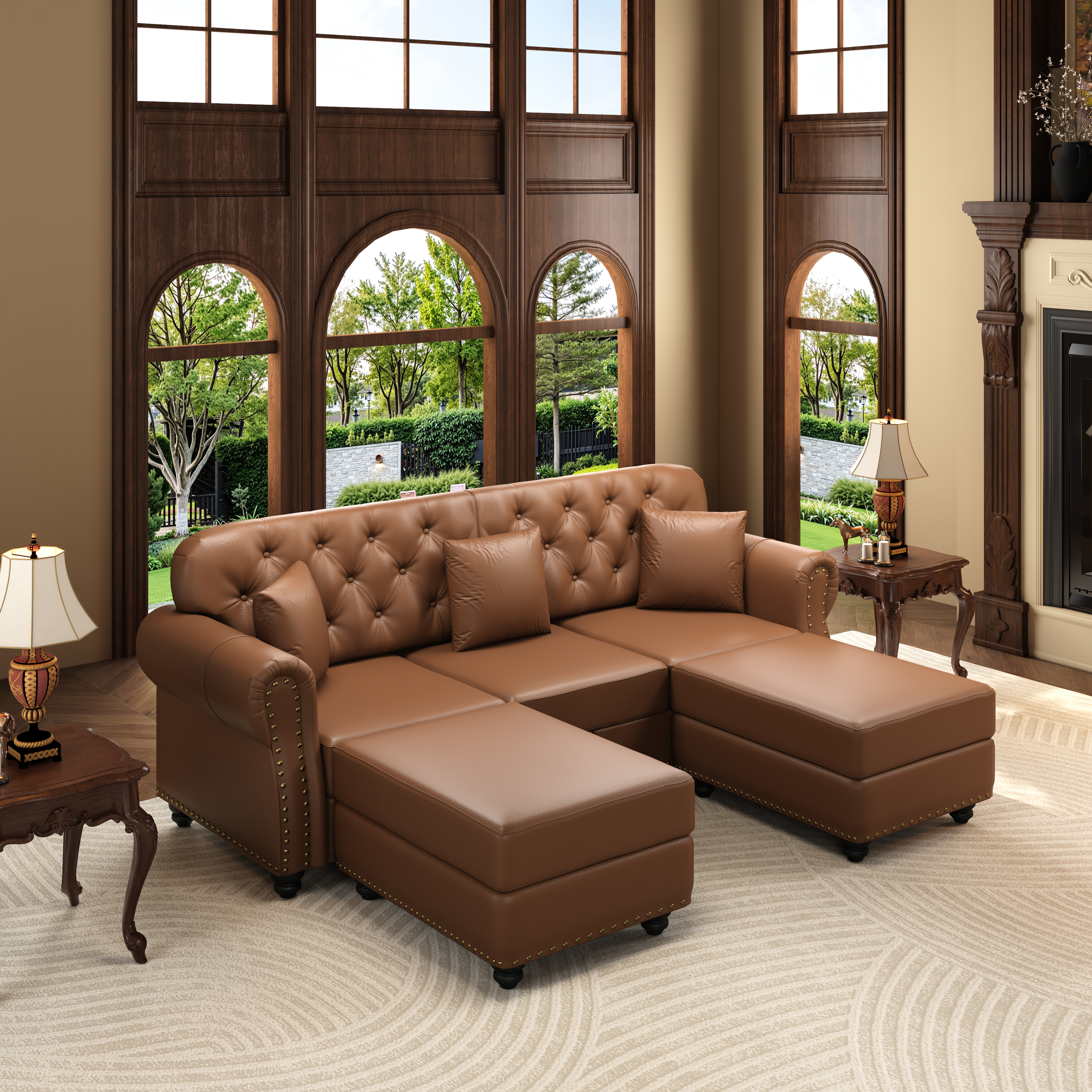 Image 1 – Canapé Chesterfield noir – 210 x 76 x 86 cm