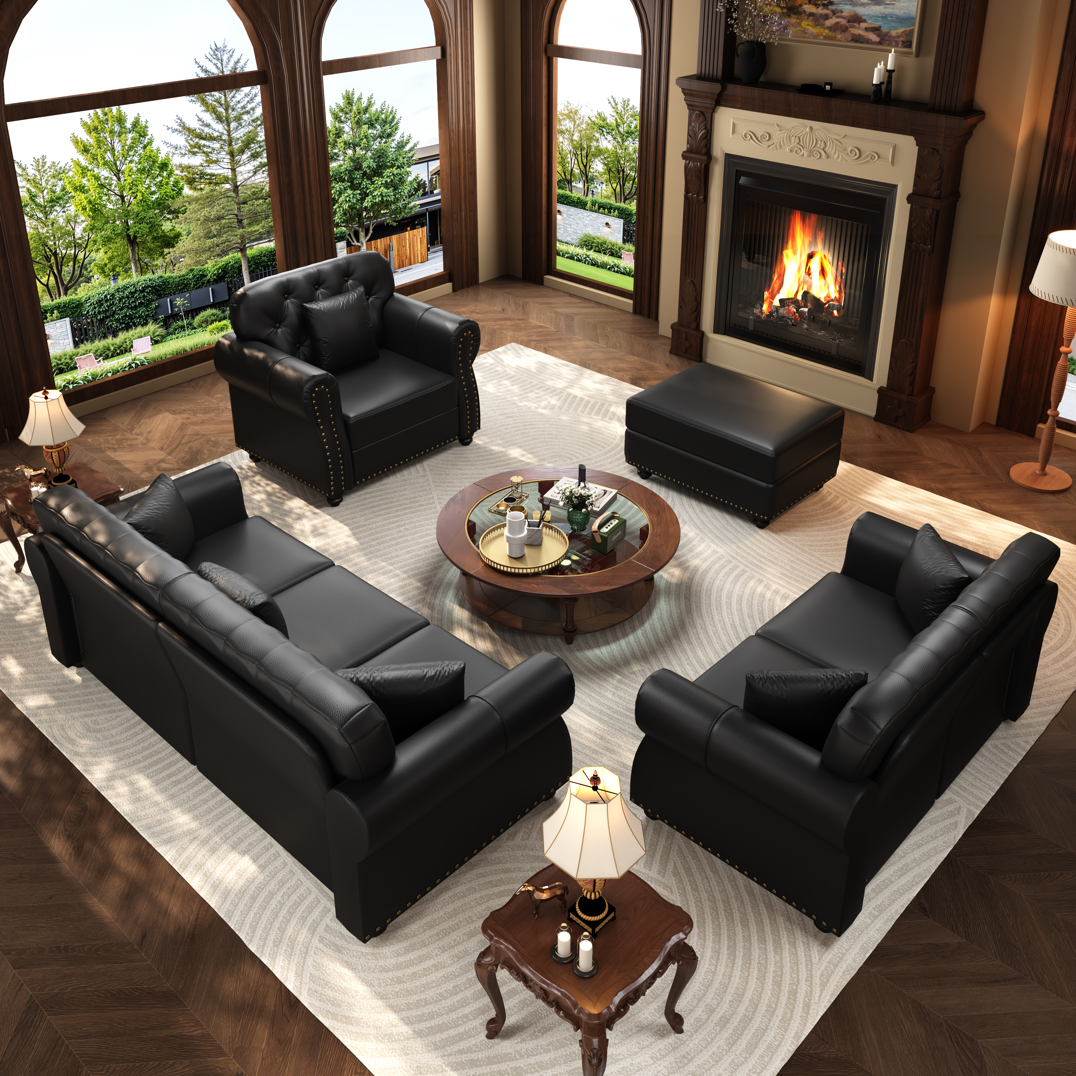 Image 2 – Canapé Chesterfield noir – 105 x 76 x 86 cm