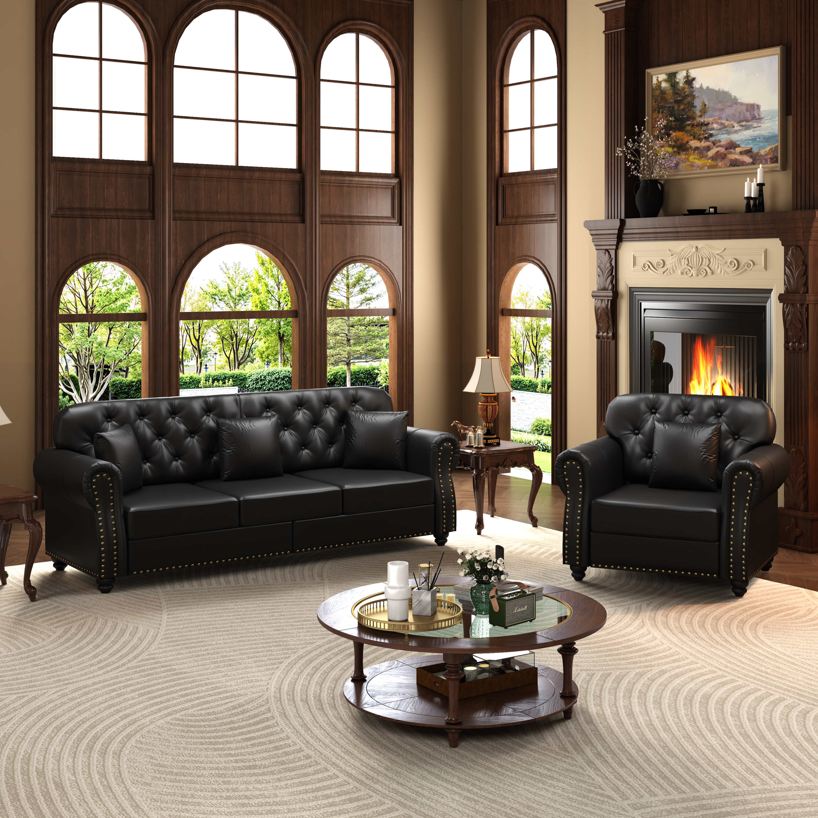 Image 2 – Canapé Chesterfield noir – 105 x 76 x 86 cm