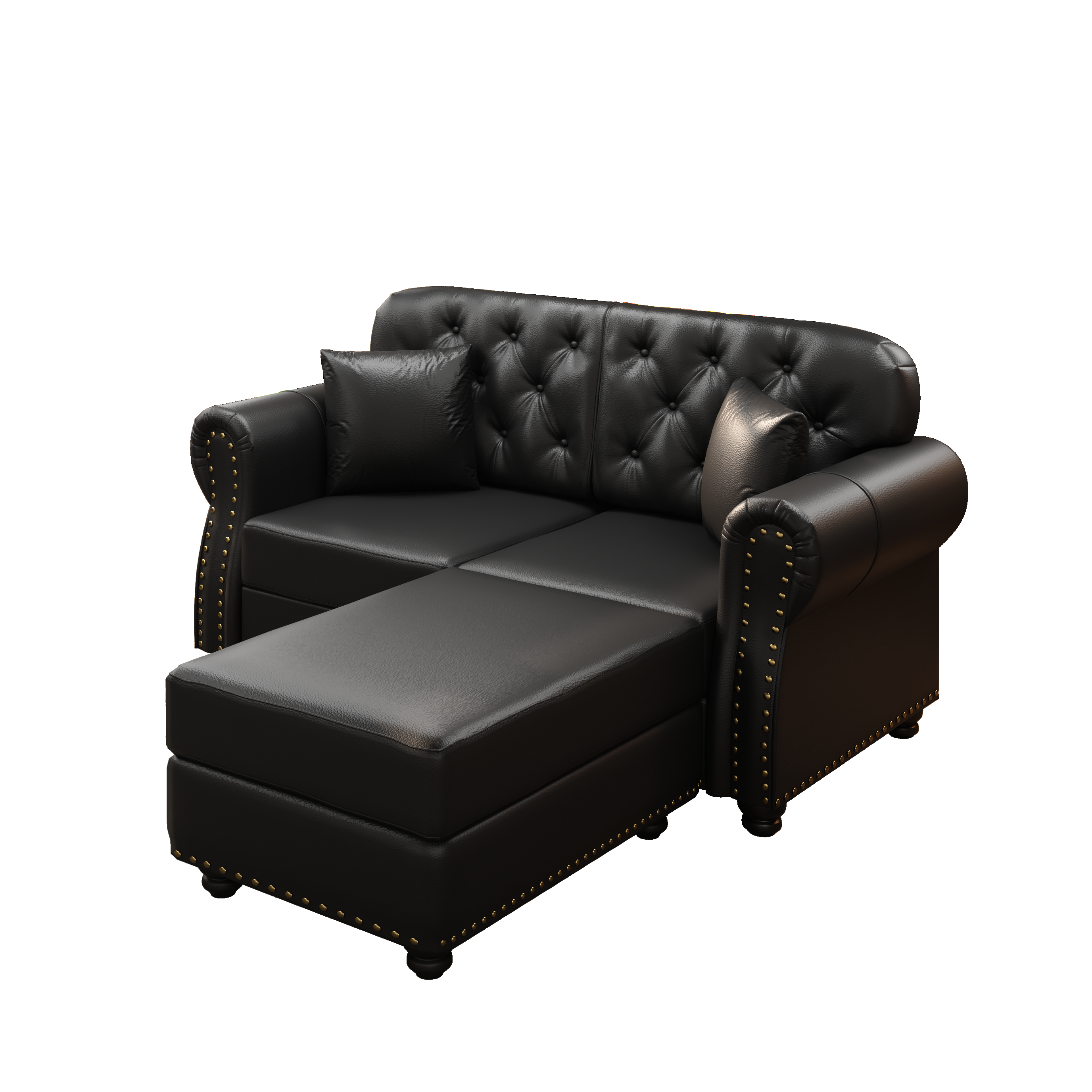 Image 11 – Canapé Chesterfield noir – 160 x 76 x 86 cm