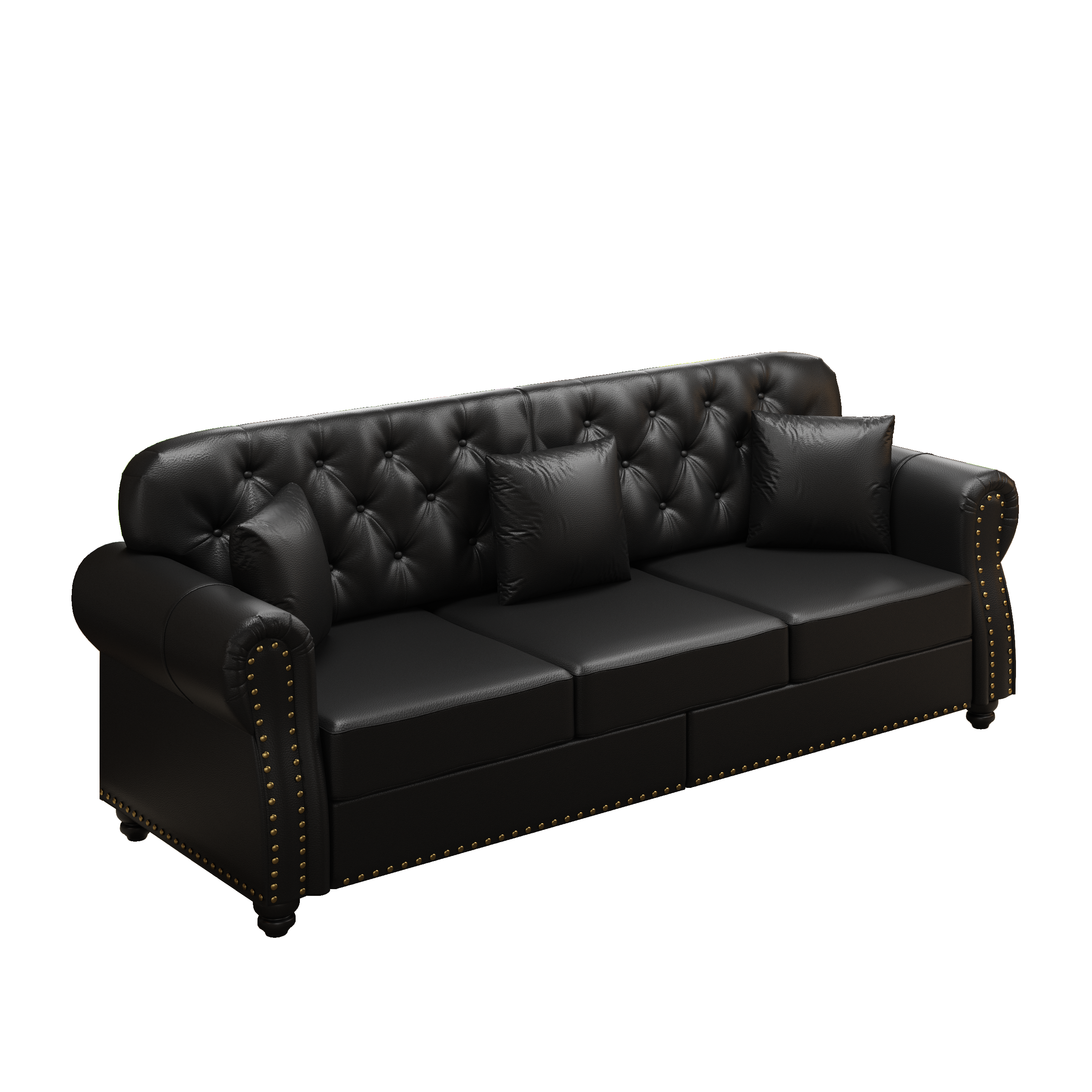 Image 14 – Canapé Chesterfield noir – 210 x 76 x 86 cm