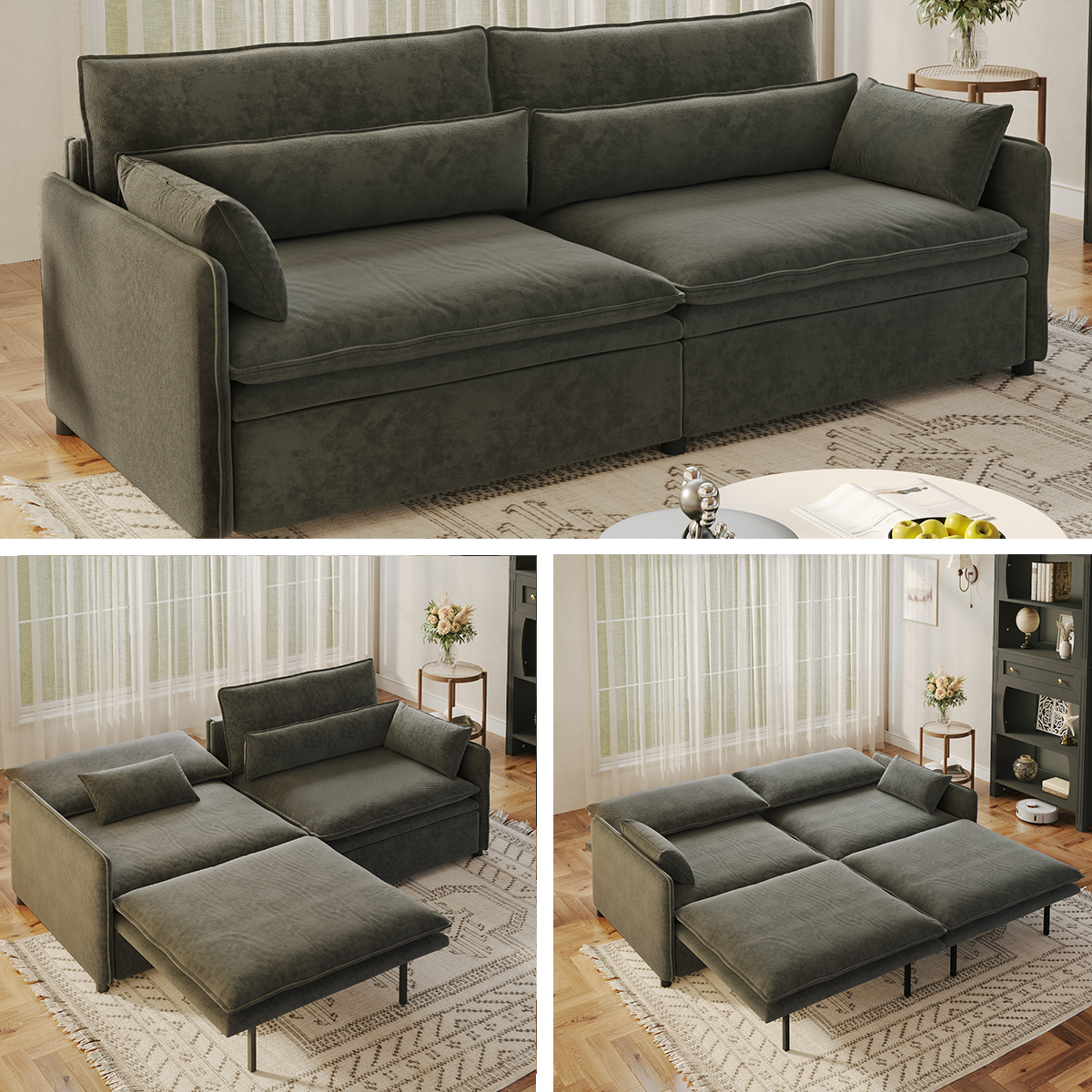 Canapé convertible chenille 3 places