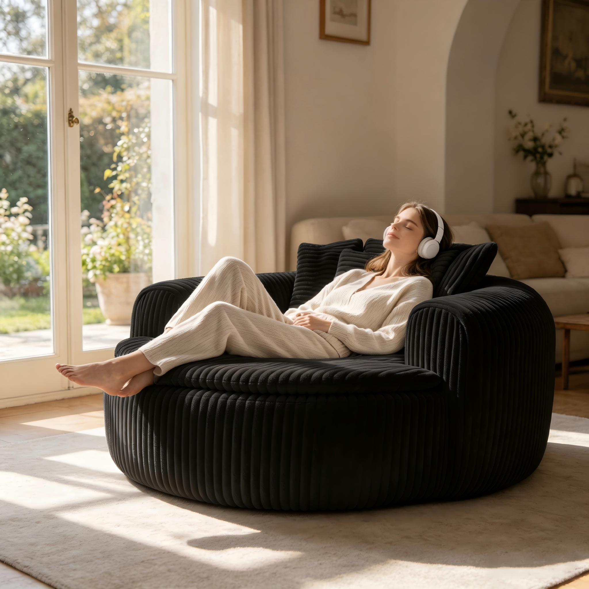 Cord-Sitzsack, mit gepolstertem tiefem Sitz, Loung