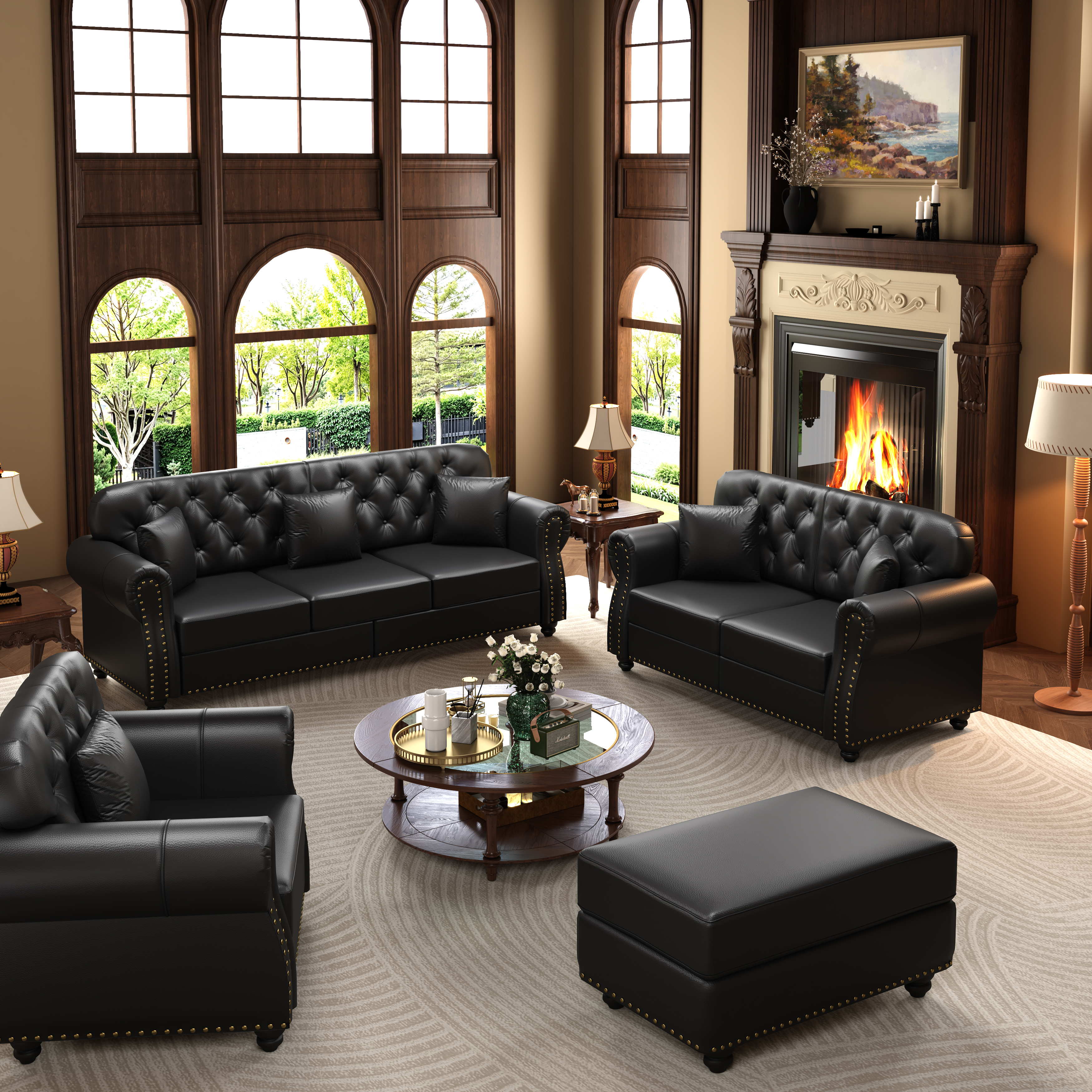 Image 3 – Canapé Chesterfield noir – 105 x 76 x 86 cm