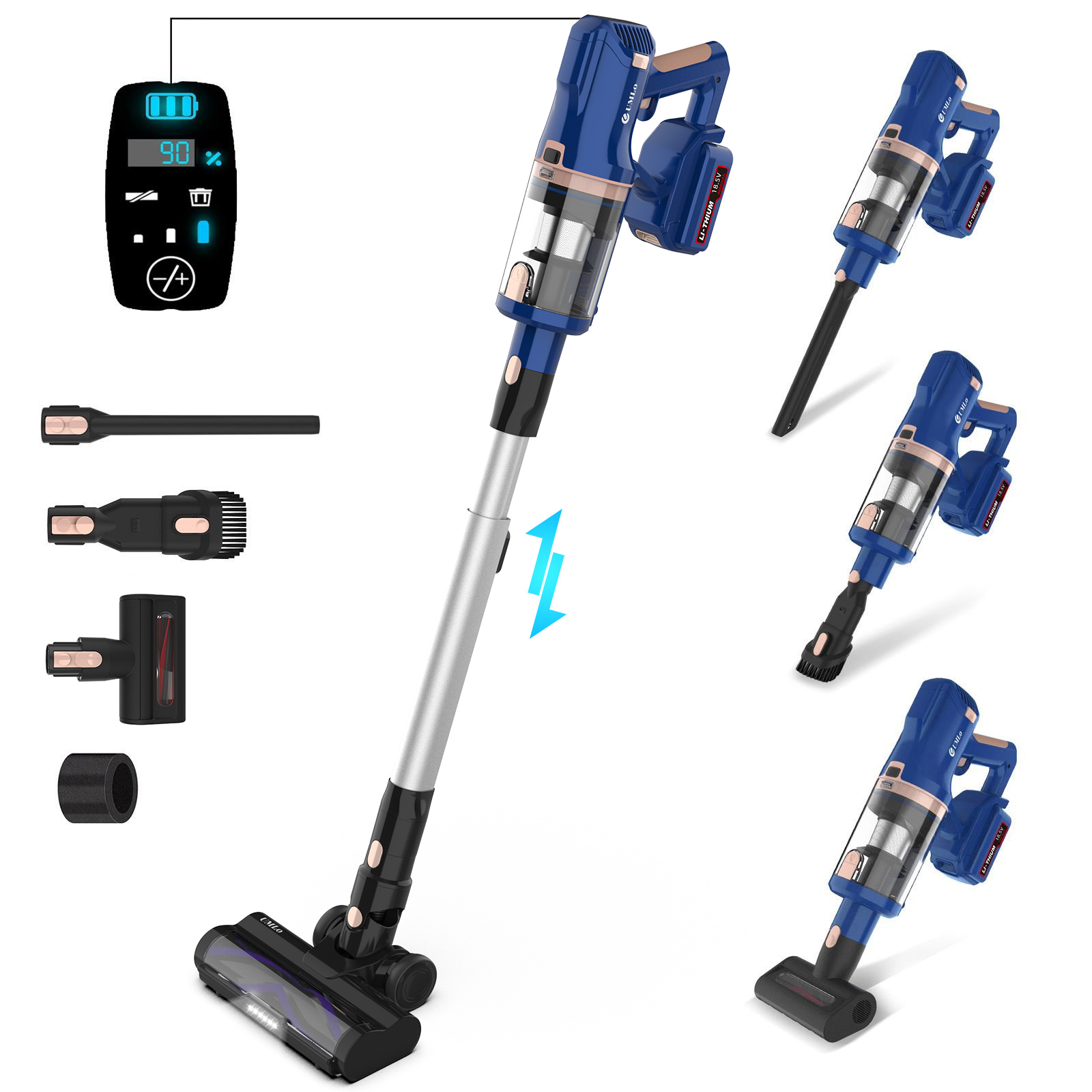 UMLo V11 Blue Cordless Stick Vacuum Cleaner – 2-in