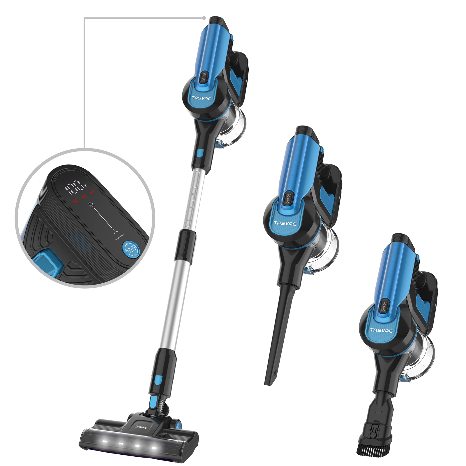 TASVAC S8 Blue Cordless Stick Vacuum Cleaner with 