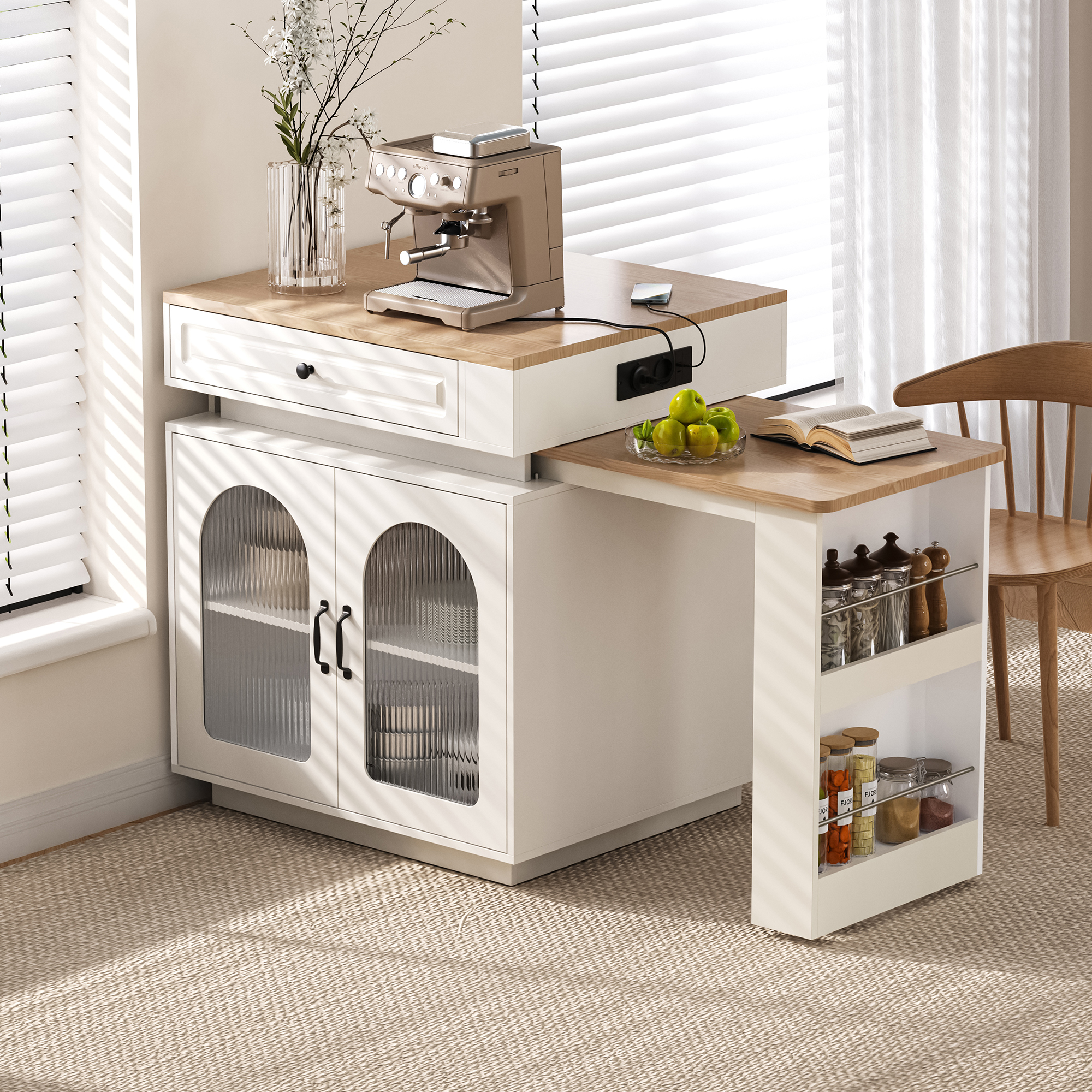 Îlot cuisine blanc 128x71 vue 4