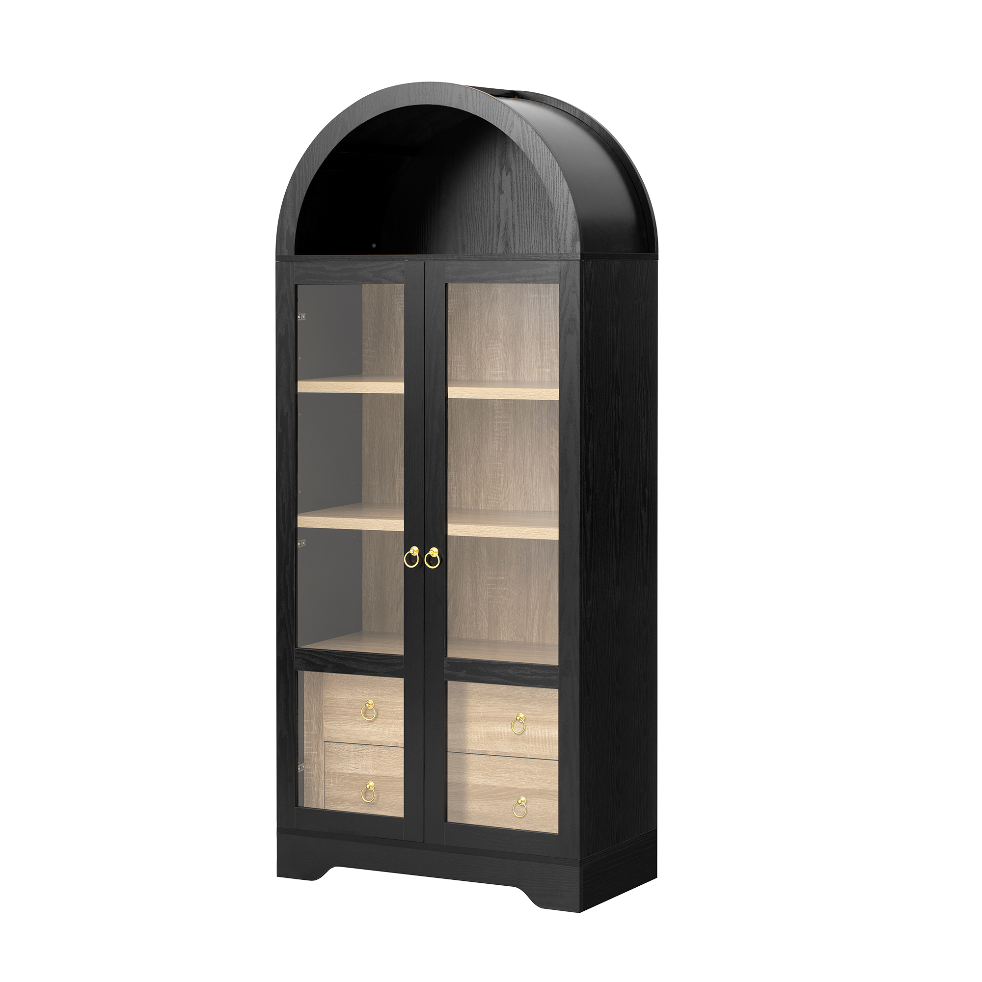 Buffet de rangement, rangement intégré, avec tiroirs, étagères réglables, 76,2 x 40,1 x 180 cm, verre et MDF, transparent - vue 6