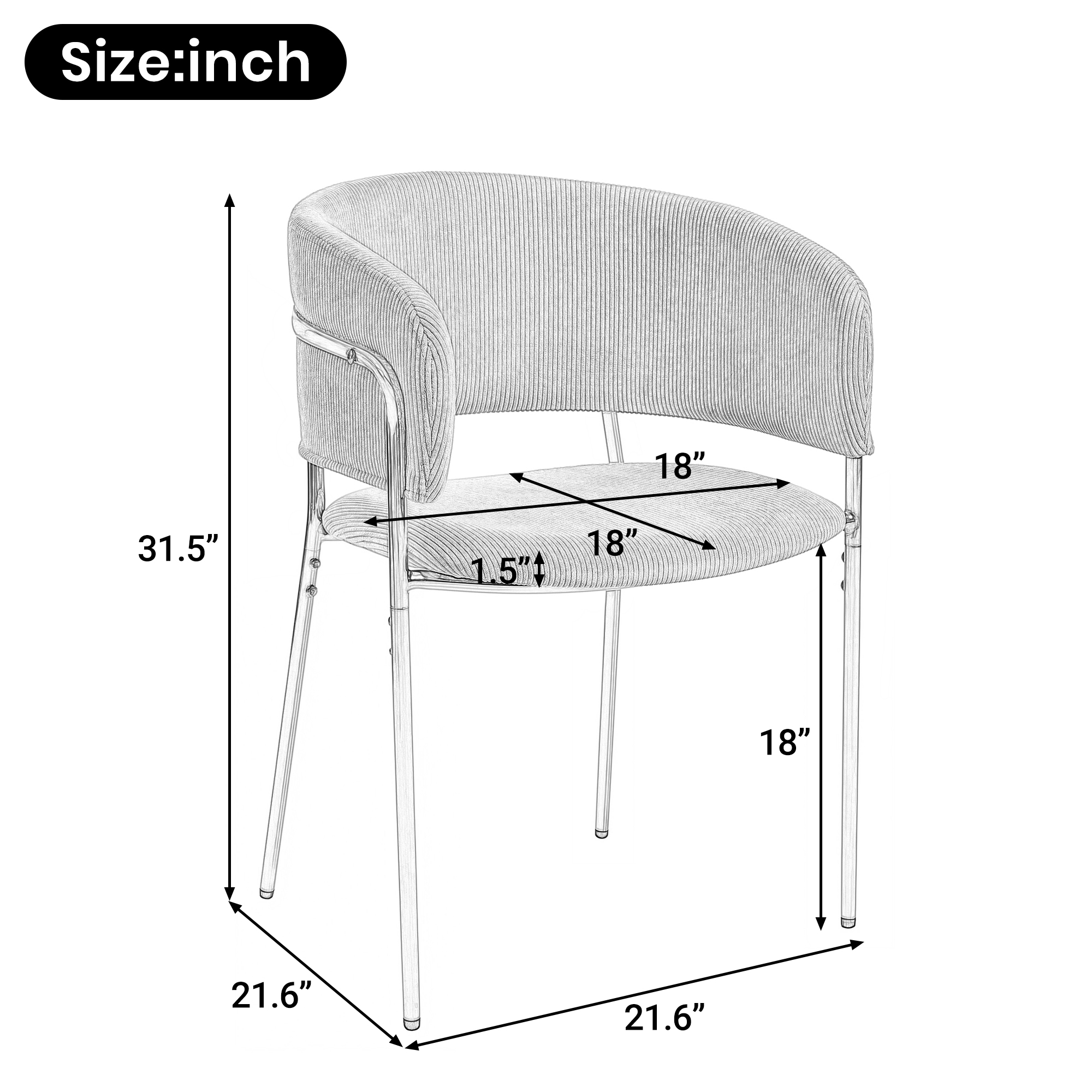 Dimensions du chaise de salle à manger