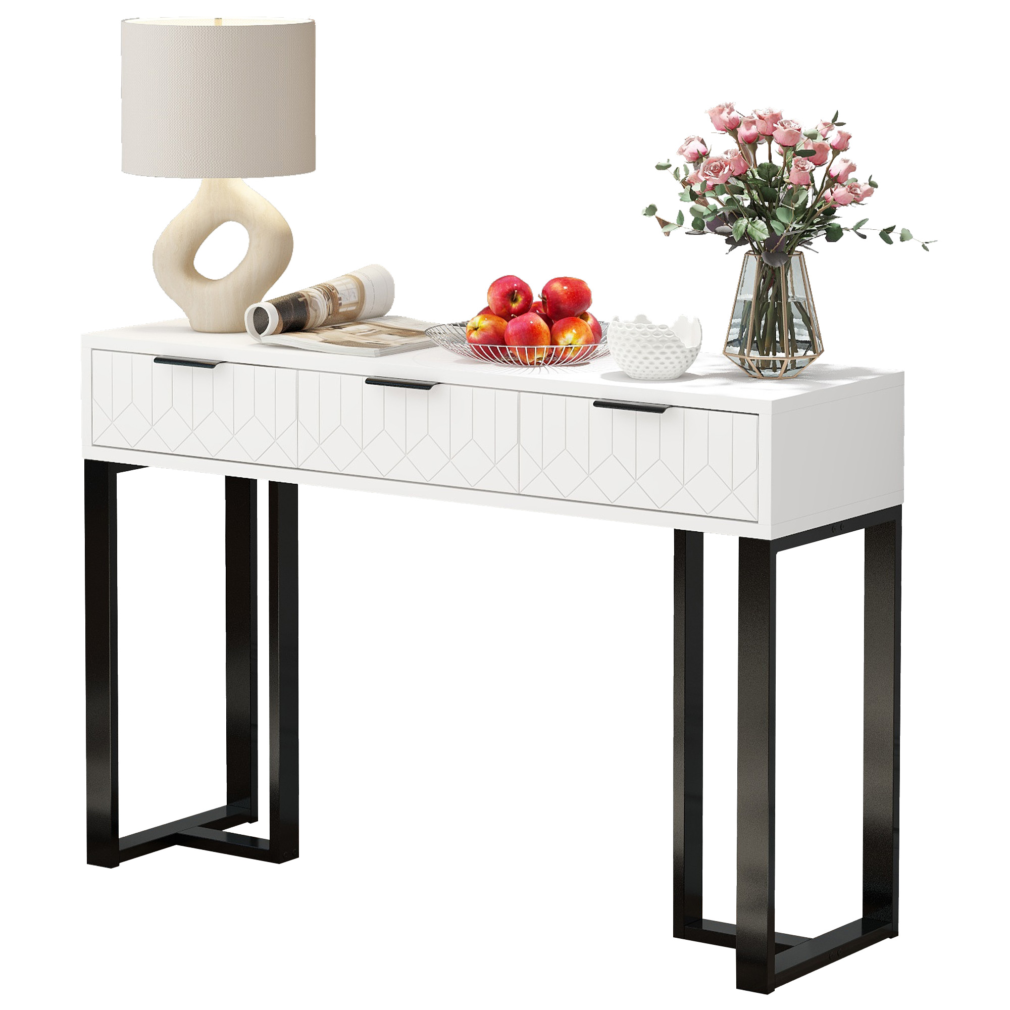 Table basse, avec tiroirs, 120 x 36 x 80 cm, MDF, noir - vue 4