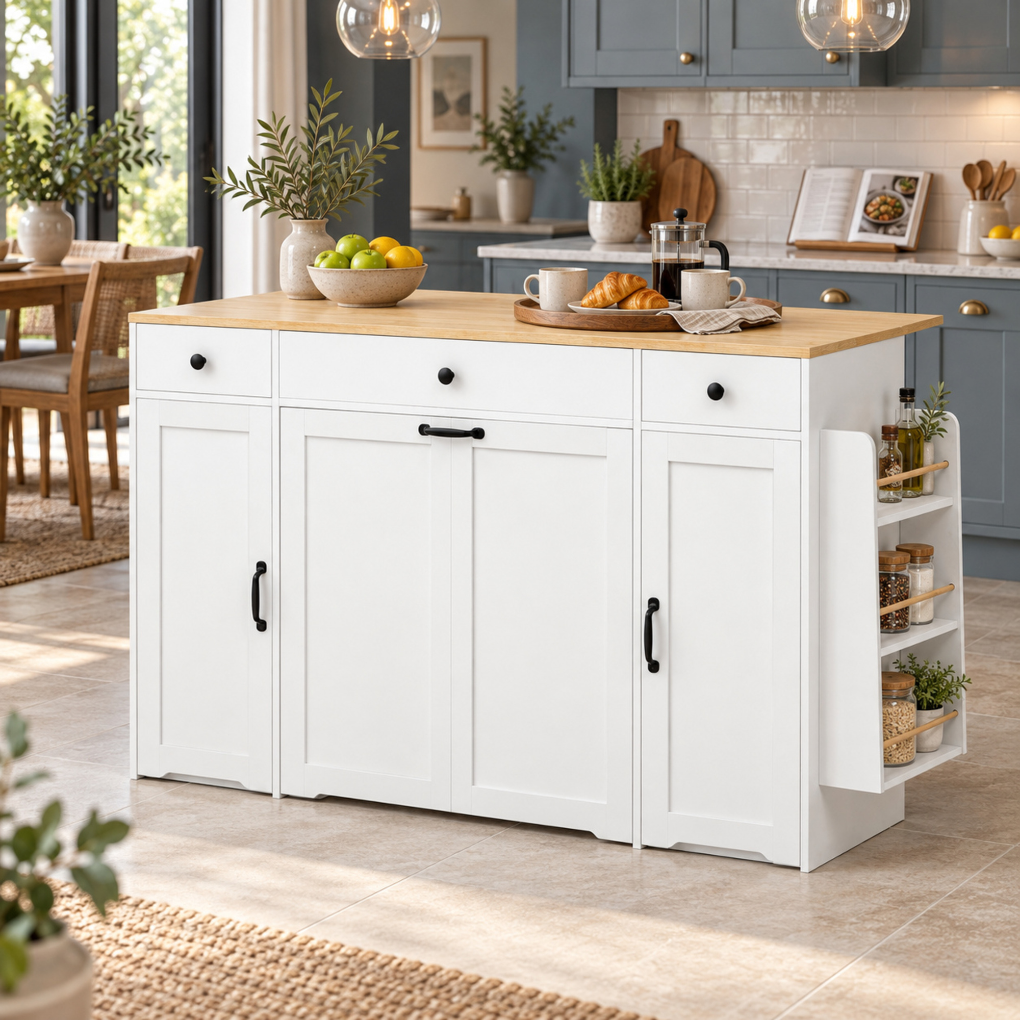 Buffet, avec tiroirs, 136 x 65 x 90 cm, bois et MDF, bois naturel - vue 3
