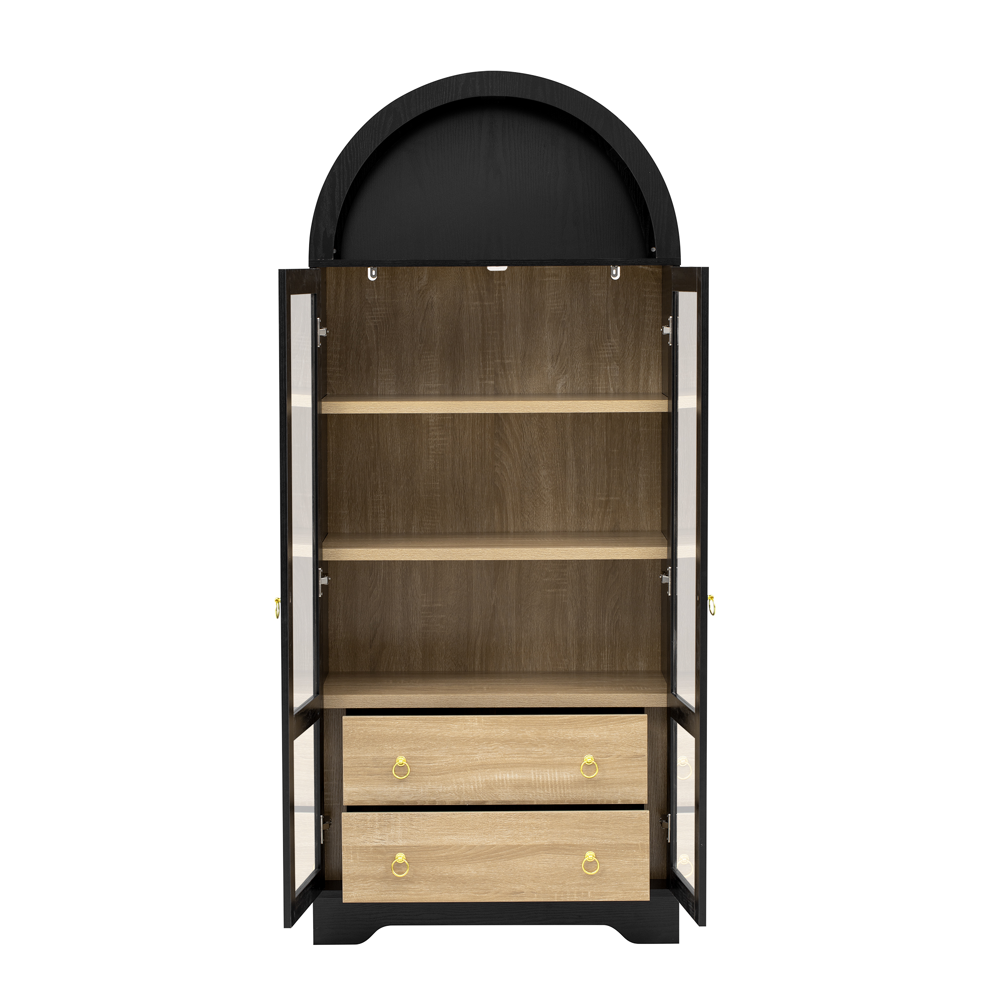 Buffet de rangement, rangement intégré, avec tiroirs, étagères réglables, 76,2 x 40,1 x 180 cm, verre et MDF, transparent - vue 5