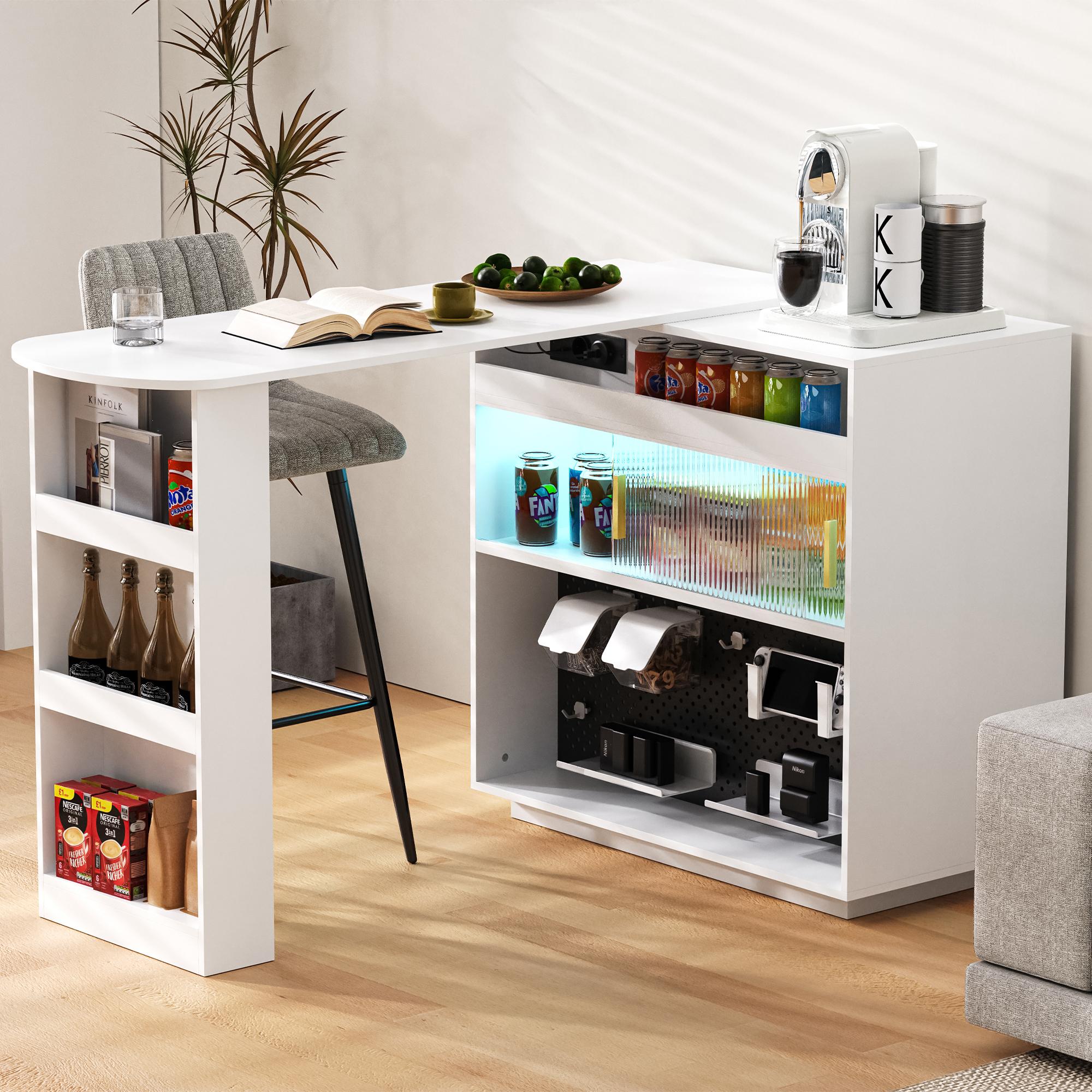Moderner Bartisch, Ausziehbar 360° Drehbare Sidebo