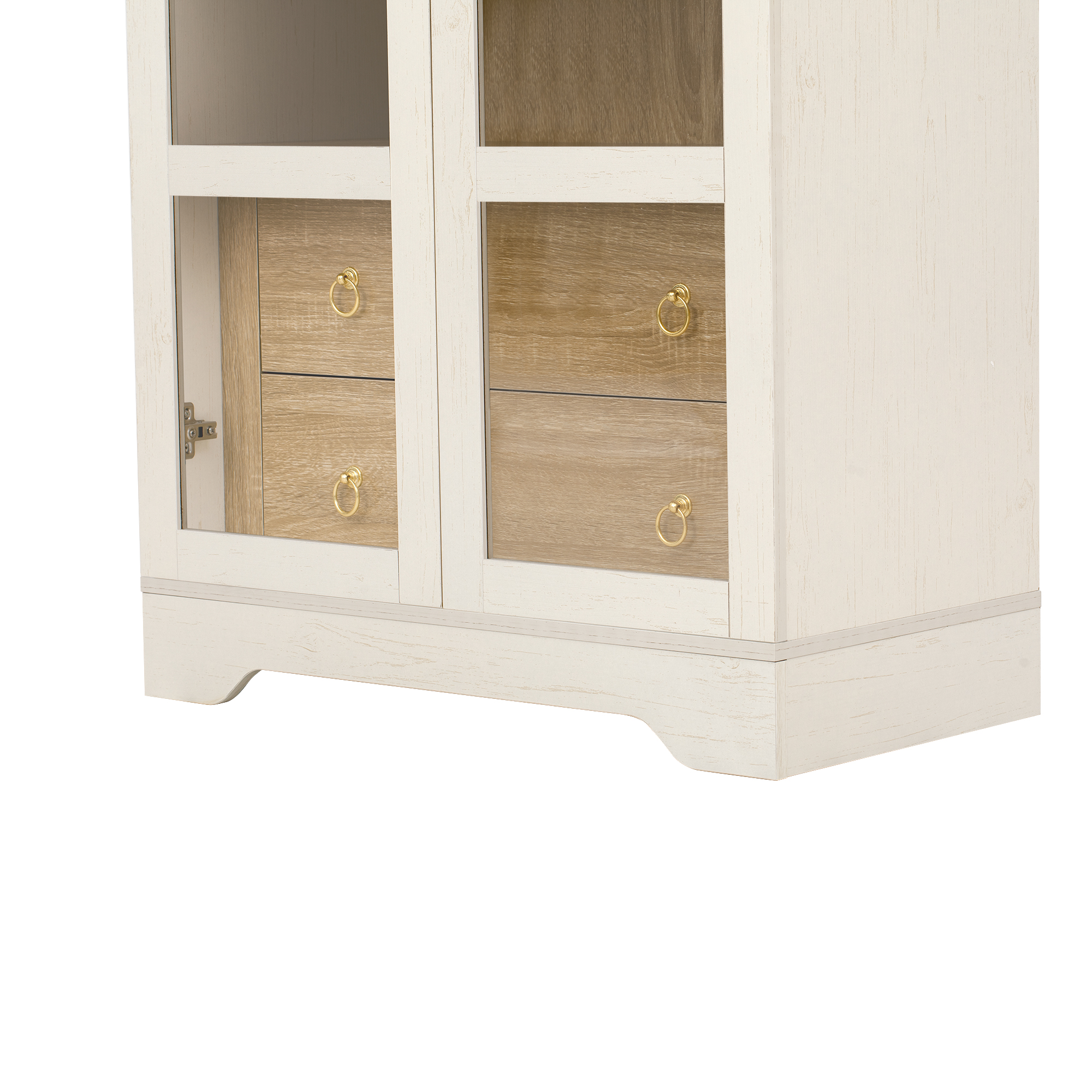 Buffet de cuisine 76,2 x 40,1 x 180 cm, 10 tiroirs, étagères réglables, MDF et verre, Blanc - dimensions et spécifications