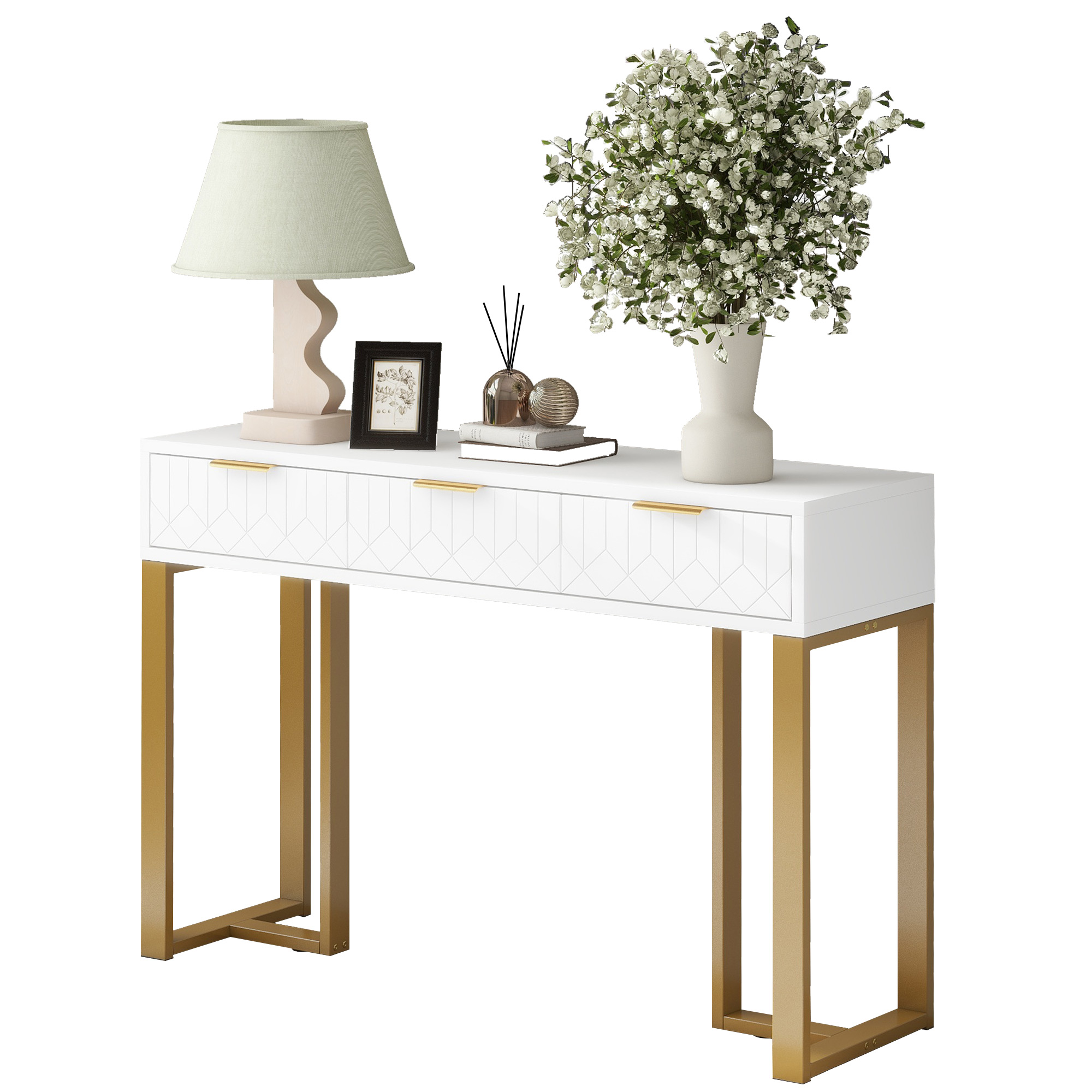 Table basse, avec tiroirs, 120 x 36 x 80 cm, MDF, blanc - vue 4