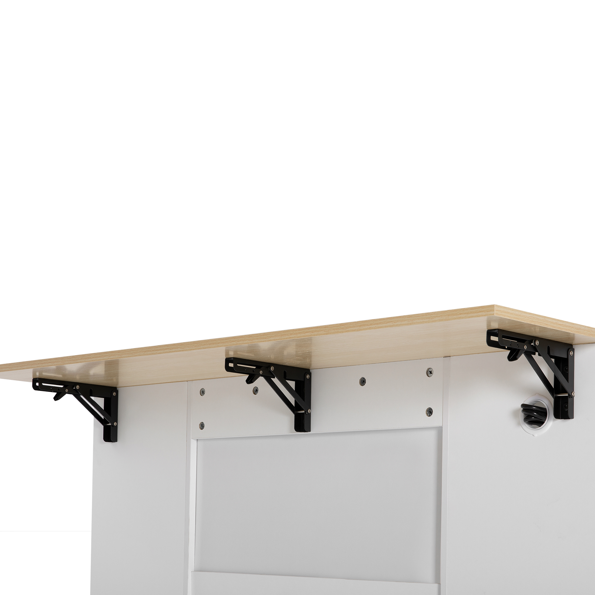 Îlot de cuisine moderne avec plan de travail escamotable 120×40-70 cm, prise intégrée, rangements flexibles, poubelle intégrée, pour cuisine, design européen, beaucoup de stockage, style fonctionnel élégant - image 15