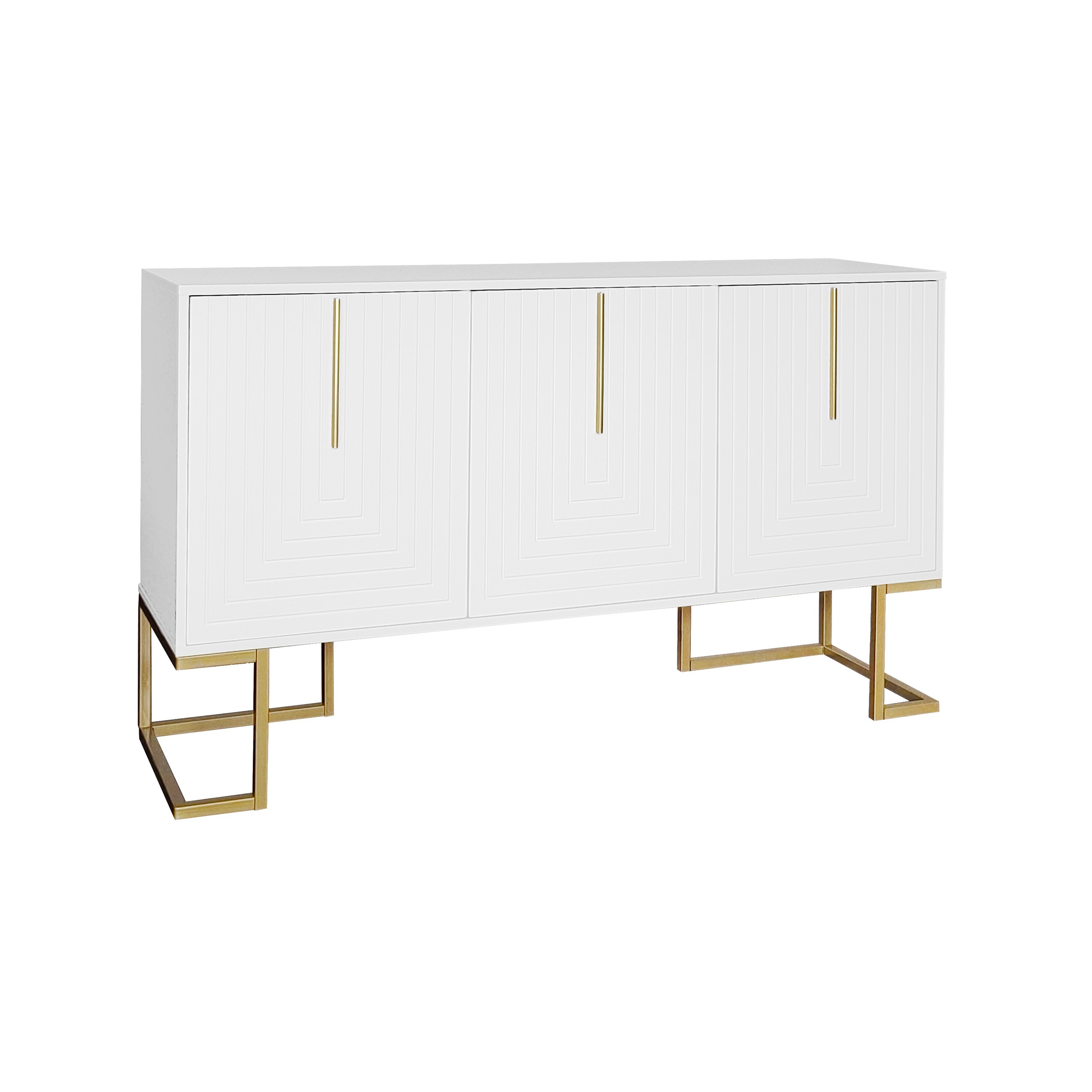 Canapé panoramique, étagères réglables, 138 x 40 x 80,5 cm, métal et MDF, blanc - vue 2