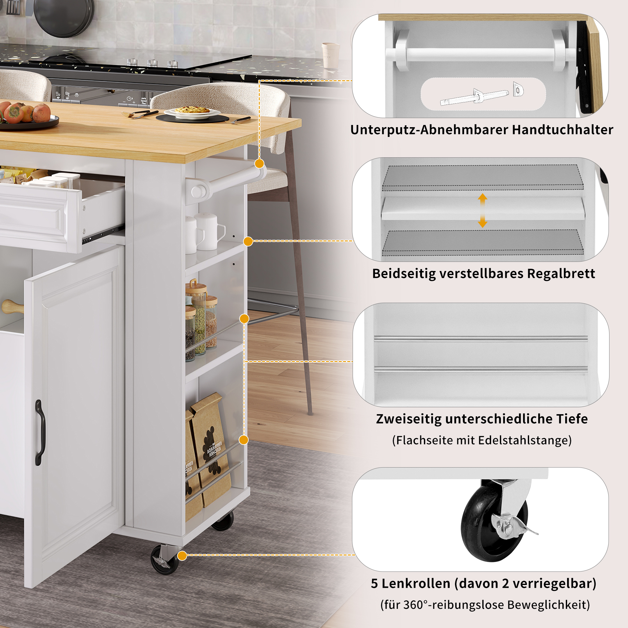Îlot de cuisine moderne avec plan de travail dépli - image 5