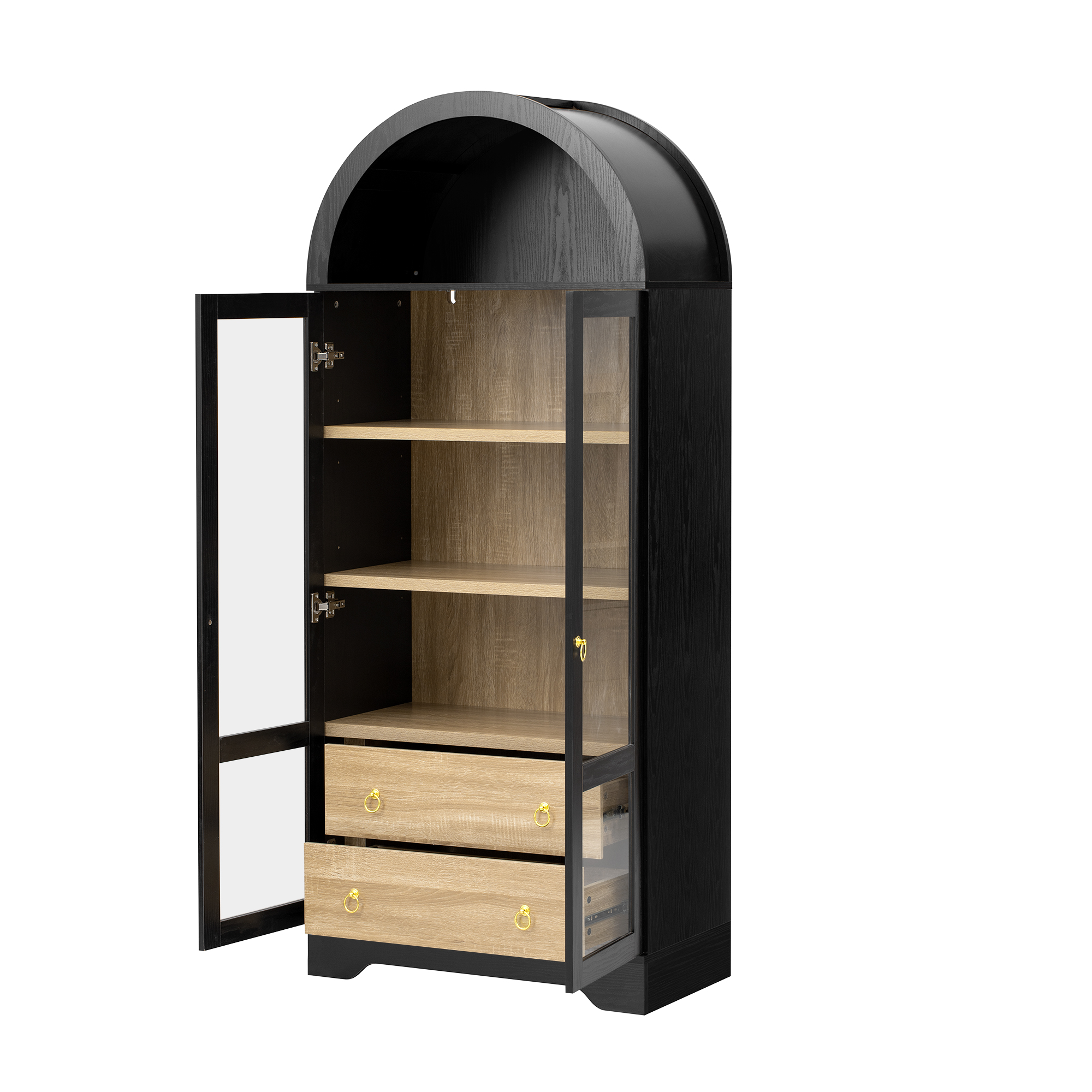 Buffet de rangement, rangement intégré, avec tiroirs, étagères réglables, 76,2 x 40,1 x 180 cm, verre et MDF, transparent - vue 7