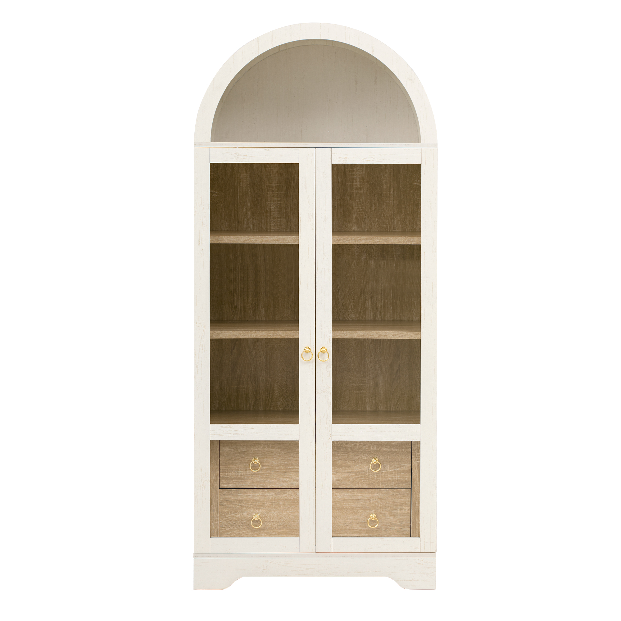 Buffet de cuisine 76,2 x 40,1 x 180 cm, 10 tiroirs, étagères réglables, MDF et verre, Blanc - vue principale
