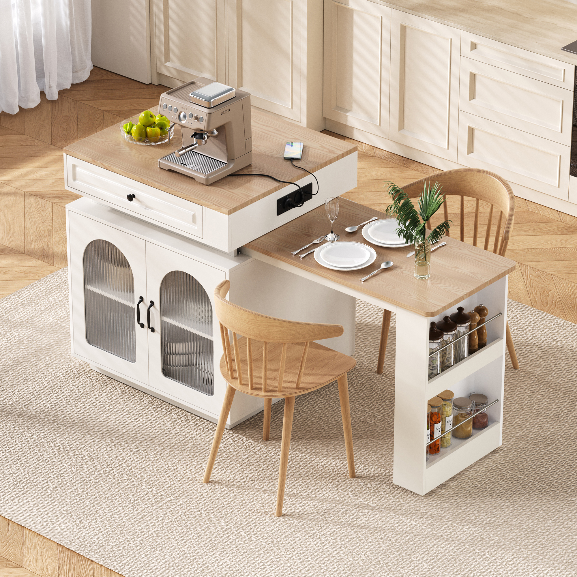 Îlot cuisine blanc 128x71 vue 3