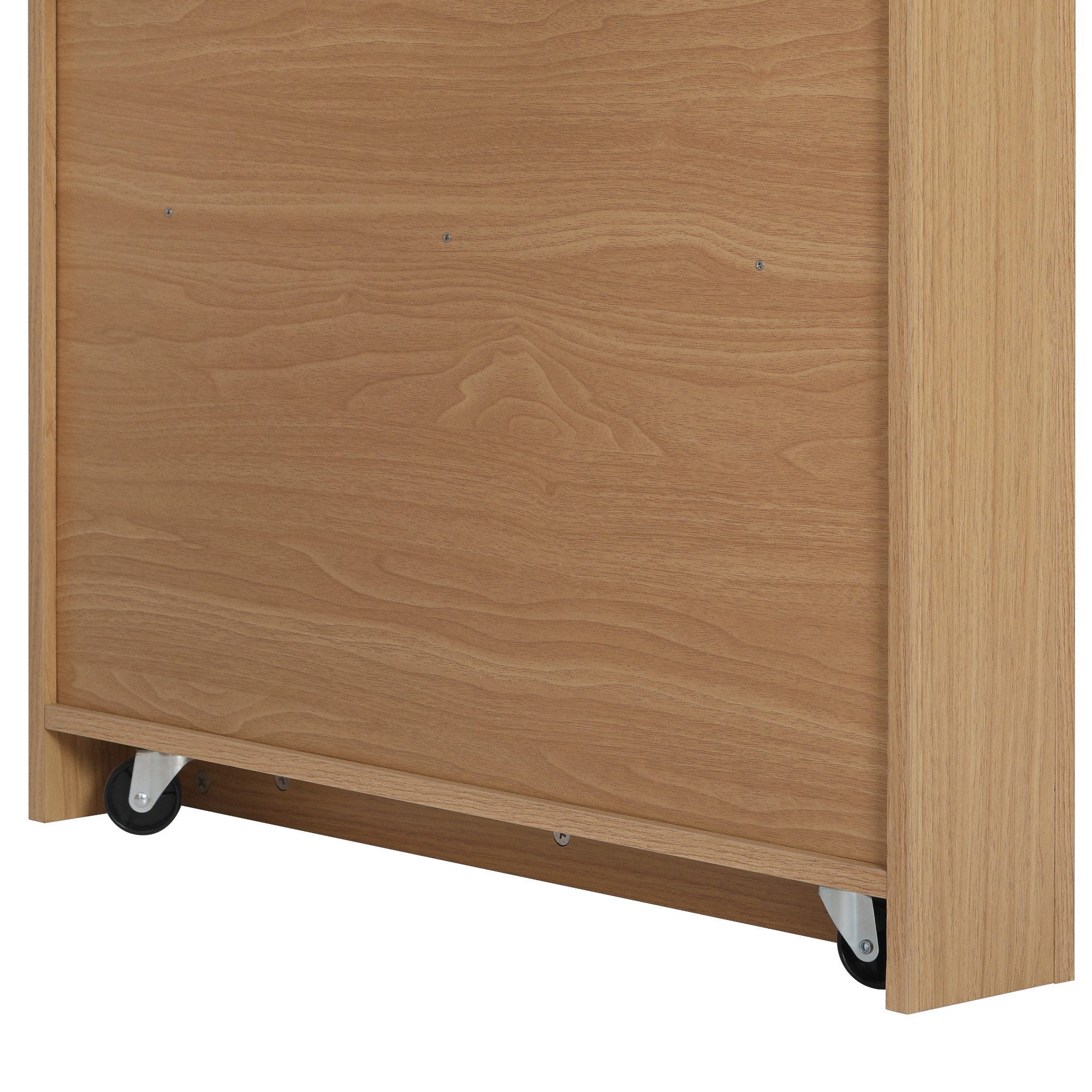 Table à manger extensible design moderne, corps aspect bois naturel, plateau marbre blanc, design flottant, poignées métalliques, portes en verre cannelé, coins arrondis, pour 2 à 4 personnes, pour salle à manger - image 19
