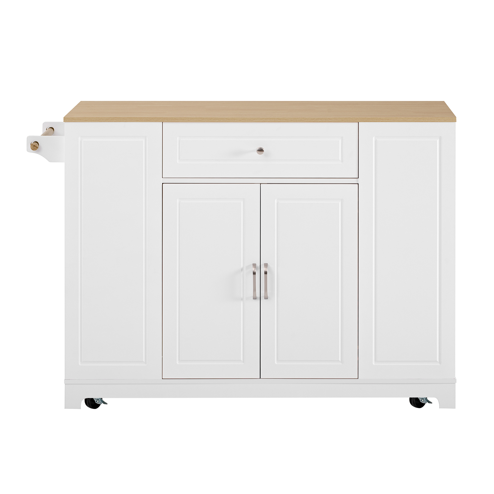 Îlot de cuisine moderne avec plan de travail escamotable 120×40-70 cm, prise intégrée, rangements flexibles, poubelle intégrée, pour cuisine, design européen, beaucoup de stockage, style fonctionnel élégant - image 5