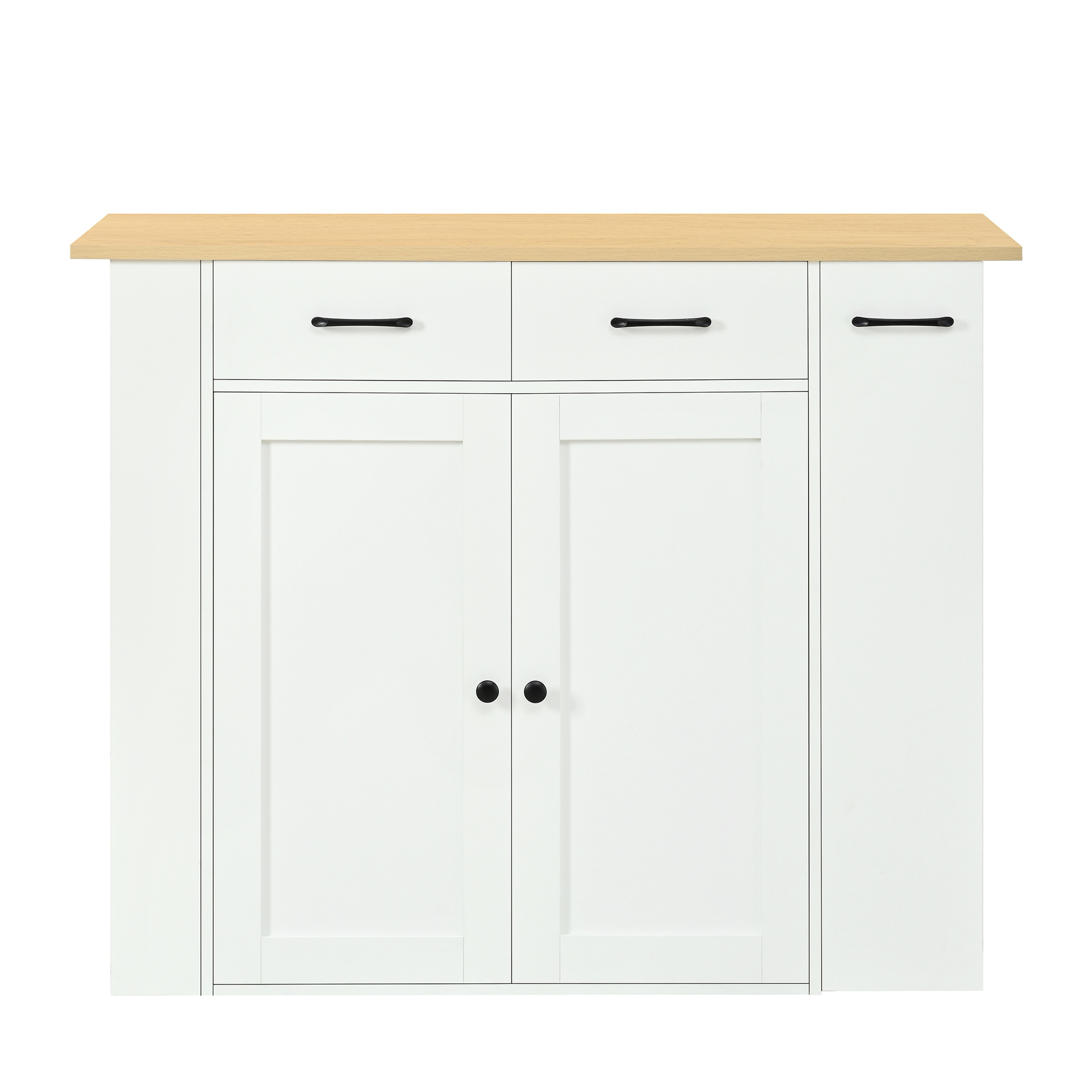 Îlot de cuisine, extensible, avec tiroirs, étagères réglables, 120 x 45 x 96 cm, panneaux de particules, blanc - vue 1