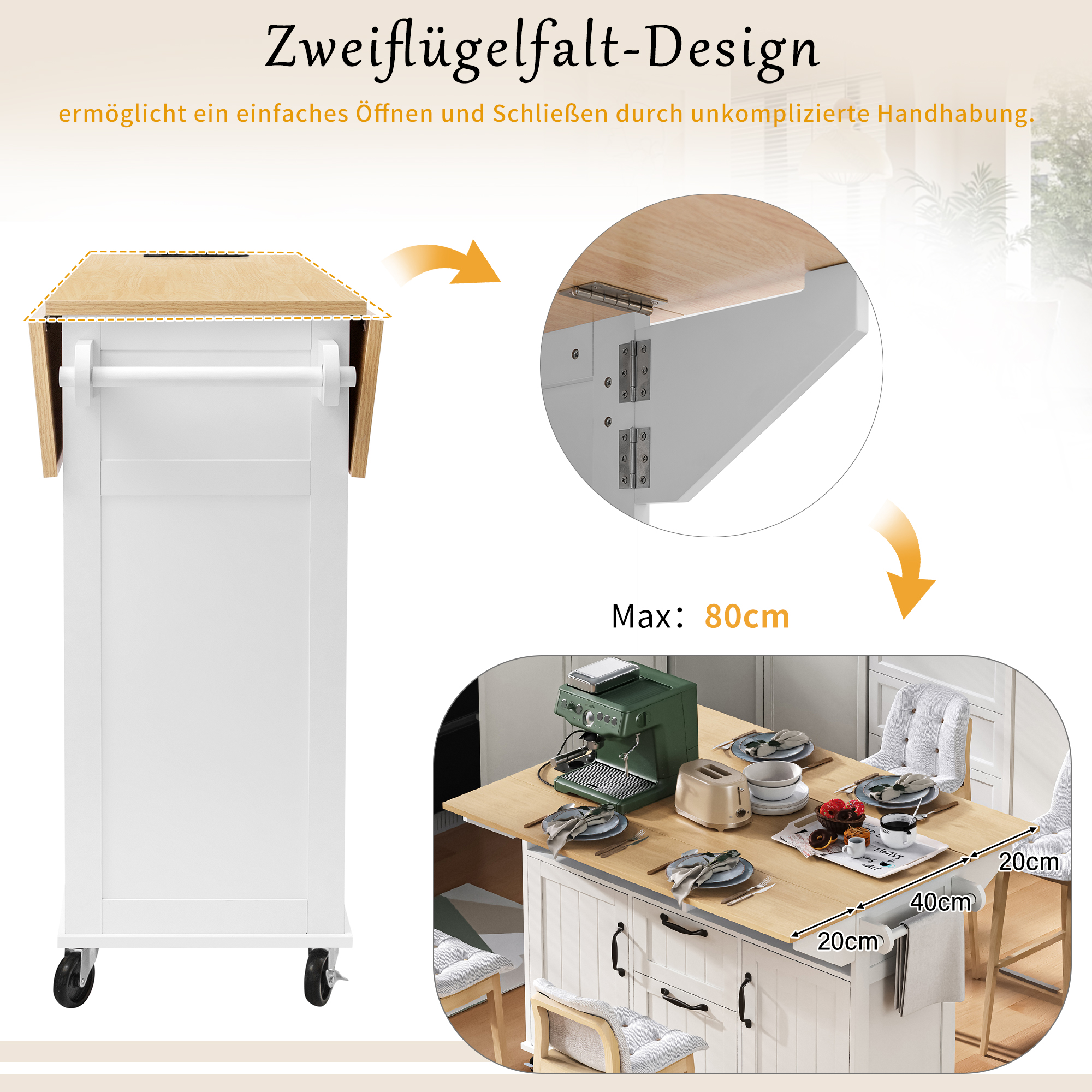 Îlot de cuisine moderne avec plan de travail dépli - image 2