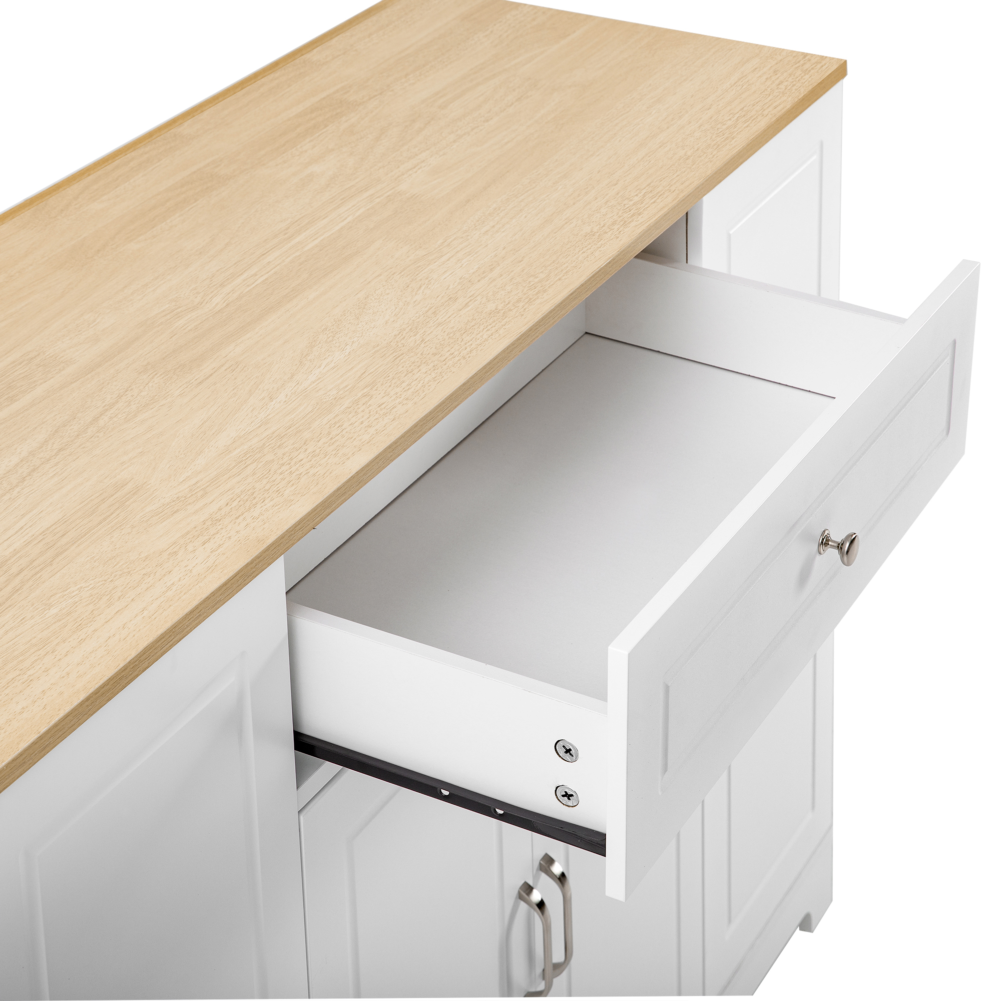 Îlot de cuisine moderne avec plan de travail escamotable 120×40-70 cm, prise intégrée, rangements flexibles, poubelle intégrée, pour cuisine, design européen, beaucoup de stockage, style fonctionnel élégant - image 14
