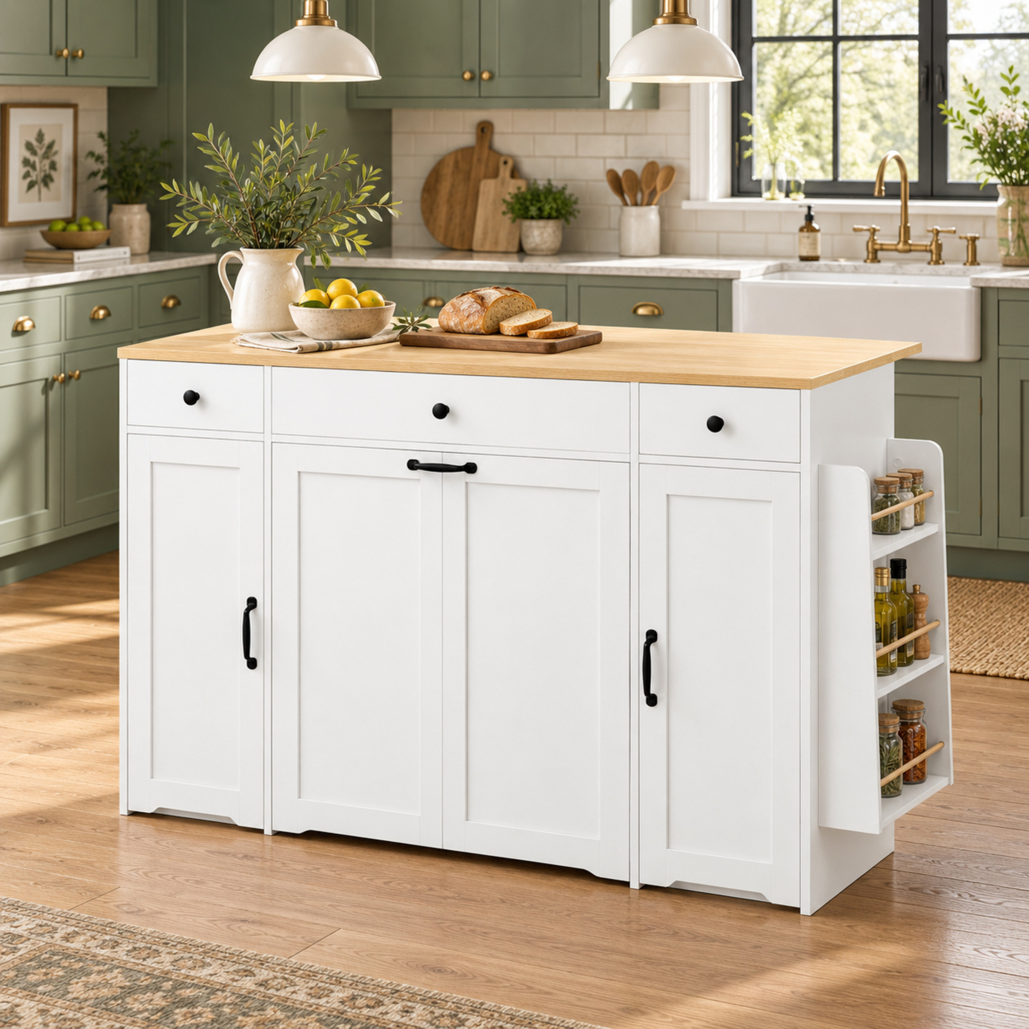 Buffet, avec tiroirs, 136 x 65 x 90 cm, bois et MDF, bois naturel - vue 4