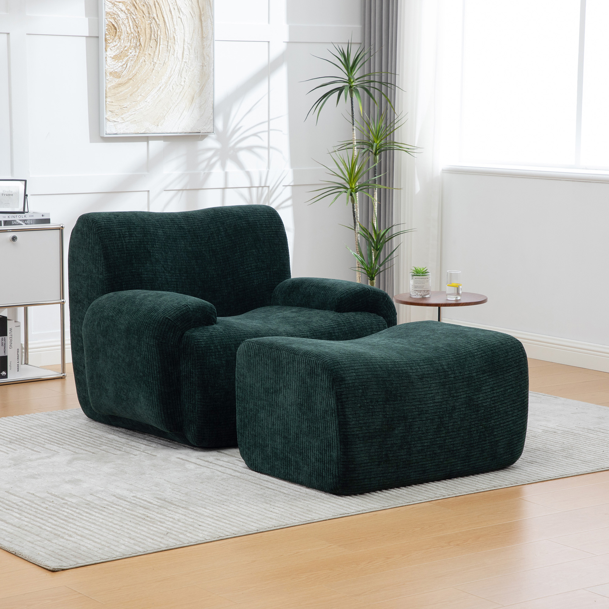 Chenille Sessel mit Hocker, Vakuumverpackt mit 30D